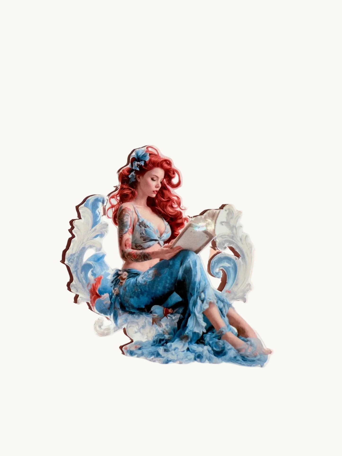 Tattooed Mermaid Sticker Pack | Reading Siren Vinyl Decals | Fantasy Book Lover Sticker Bundle | Waterproof Laptop Water Bottle Decals - The Sticker Era