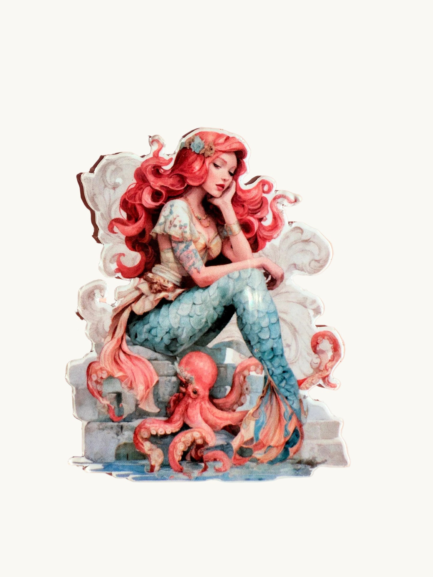 Tattooed Mermaid Sticker Pack | Reading Siren Vinyl Decals | Fantasy Book Lover Sticker Bundle | Waterproof Laptop Water Bottle Decals - The Sticker Era