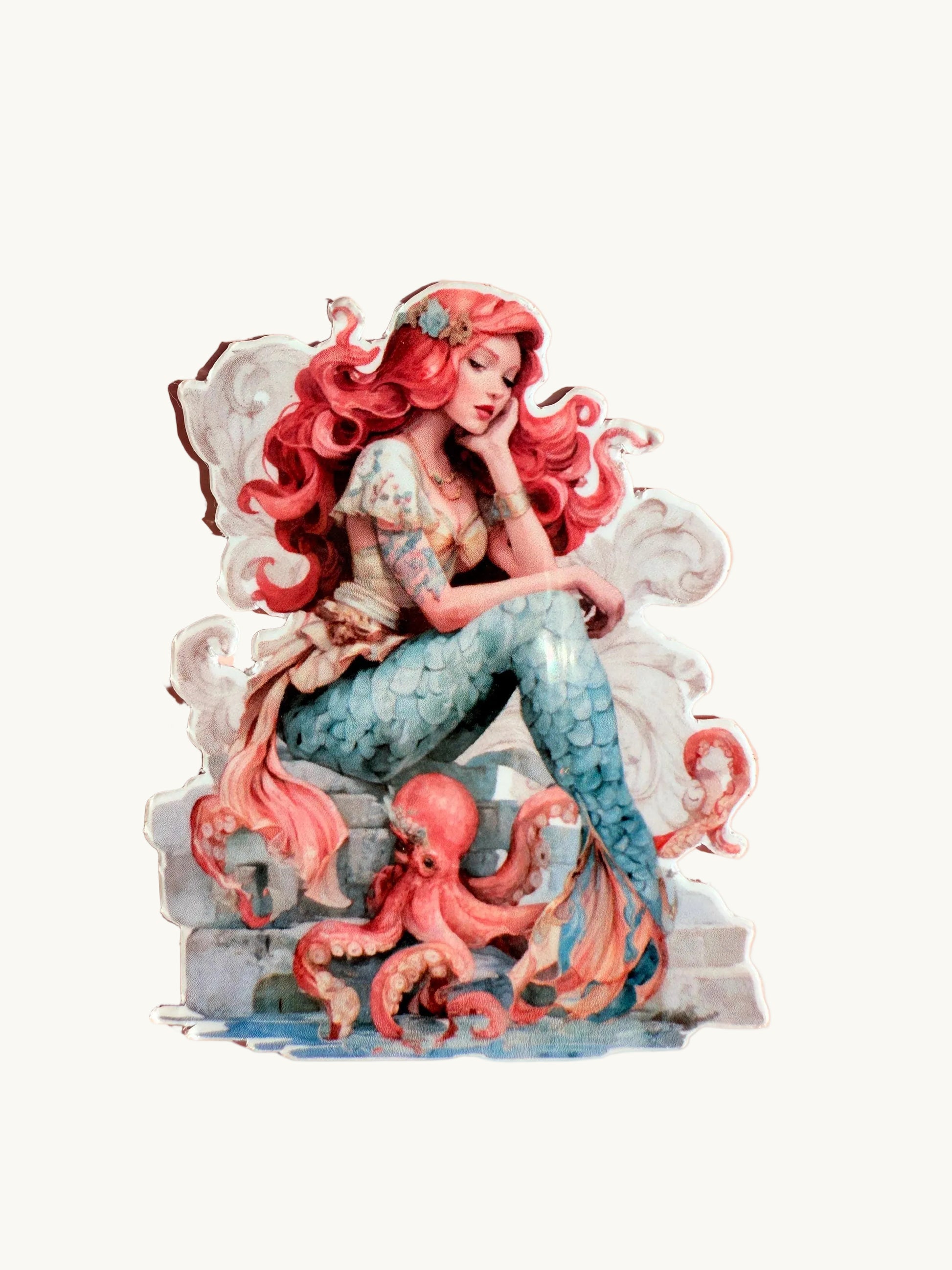 Tattooed Mermaid Sticker Pack | Reading Siren Vinyl Decals | Fantasy Book Lover Sticker Bundle | Waterproof Laptop Water Bottle Decals - The Sticker Era