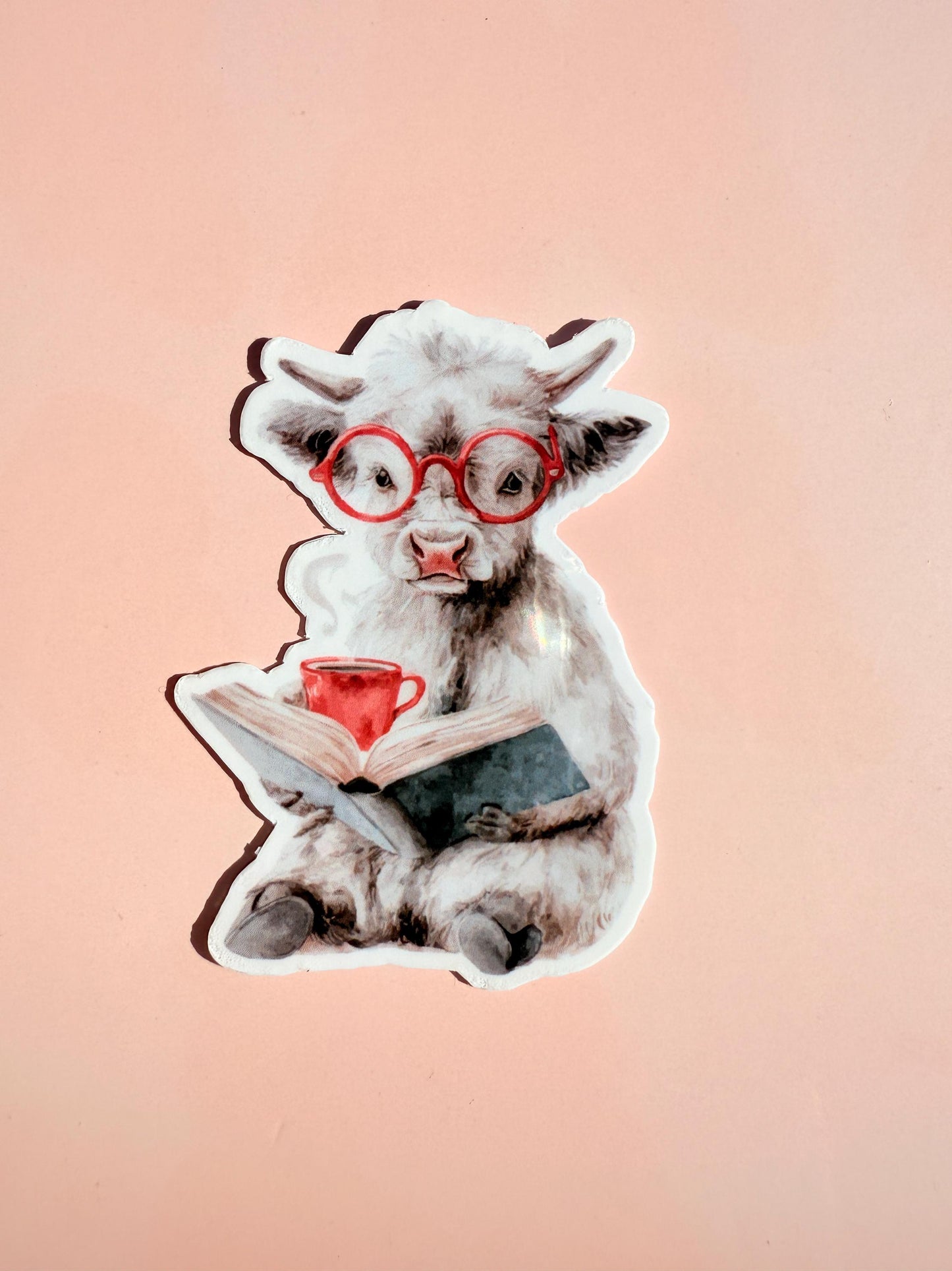 Cute Highland Cow Sticker Pack | Funny Cow Reading Decals | Animal Lover Vinyl Sticker Bundle | Bookworm Farm Animal Laptop Decor| gift - The Sticker Era