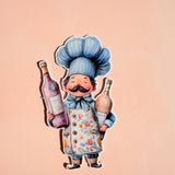Cute Chef Sticker | Funny Mustache Cook & Wine Lover Vinyl Decal by The Sticker Era