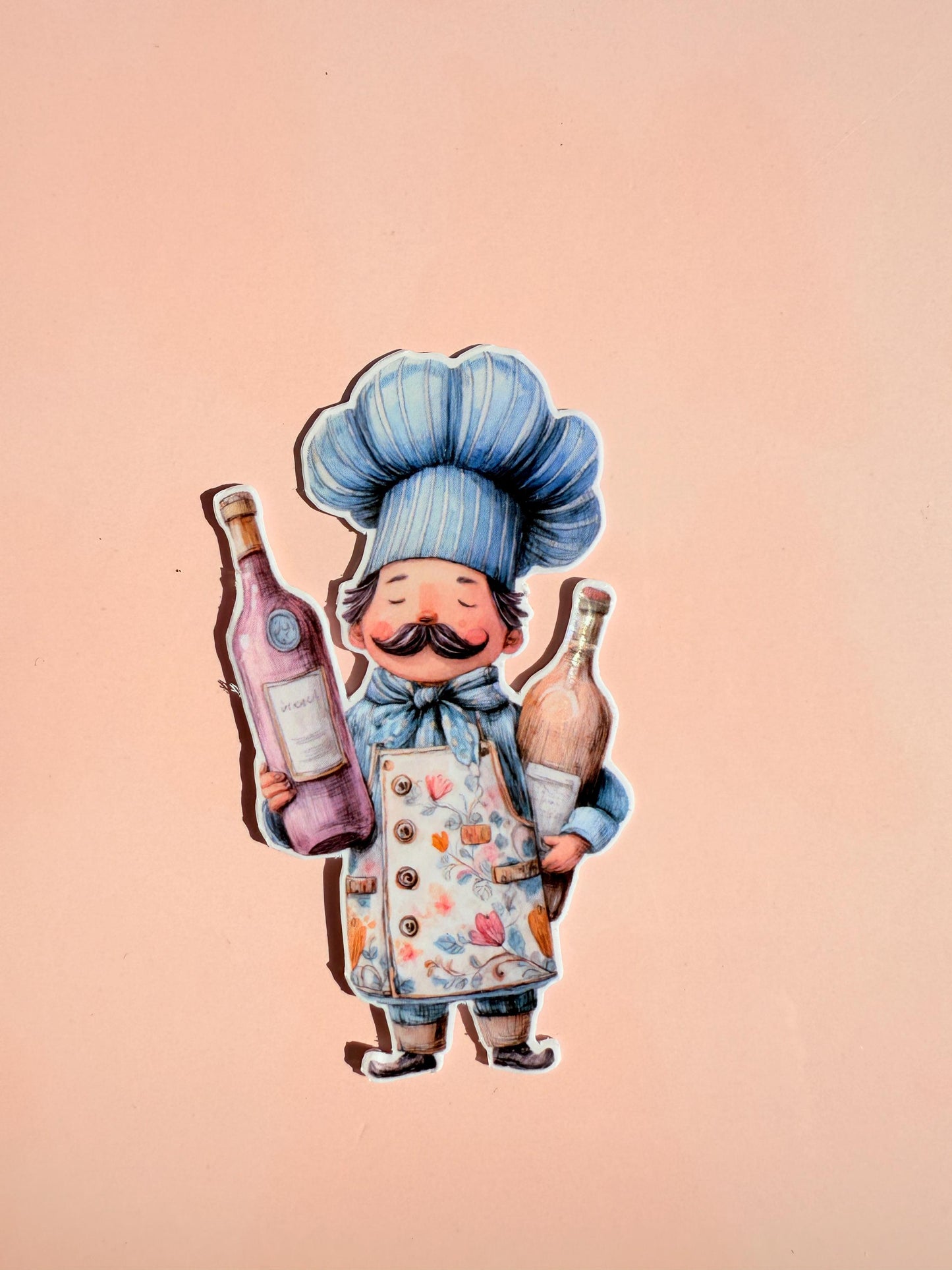 Cute Chef Sticker | Funny Mustache Cook Decal | Wine Lover Vinyl Sticker | Foodie Gift | Restaurant Kitchen Laptop Water Bottle Decal| gift - The Sticker Era
