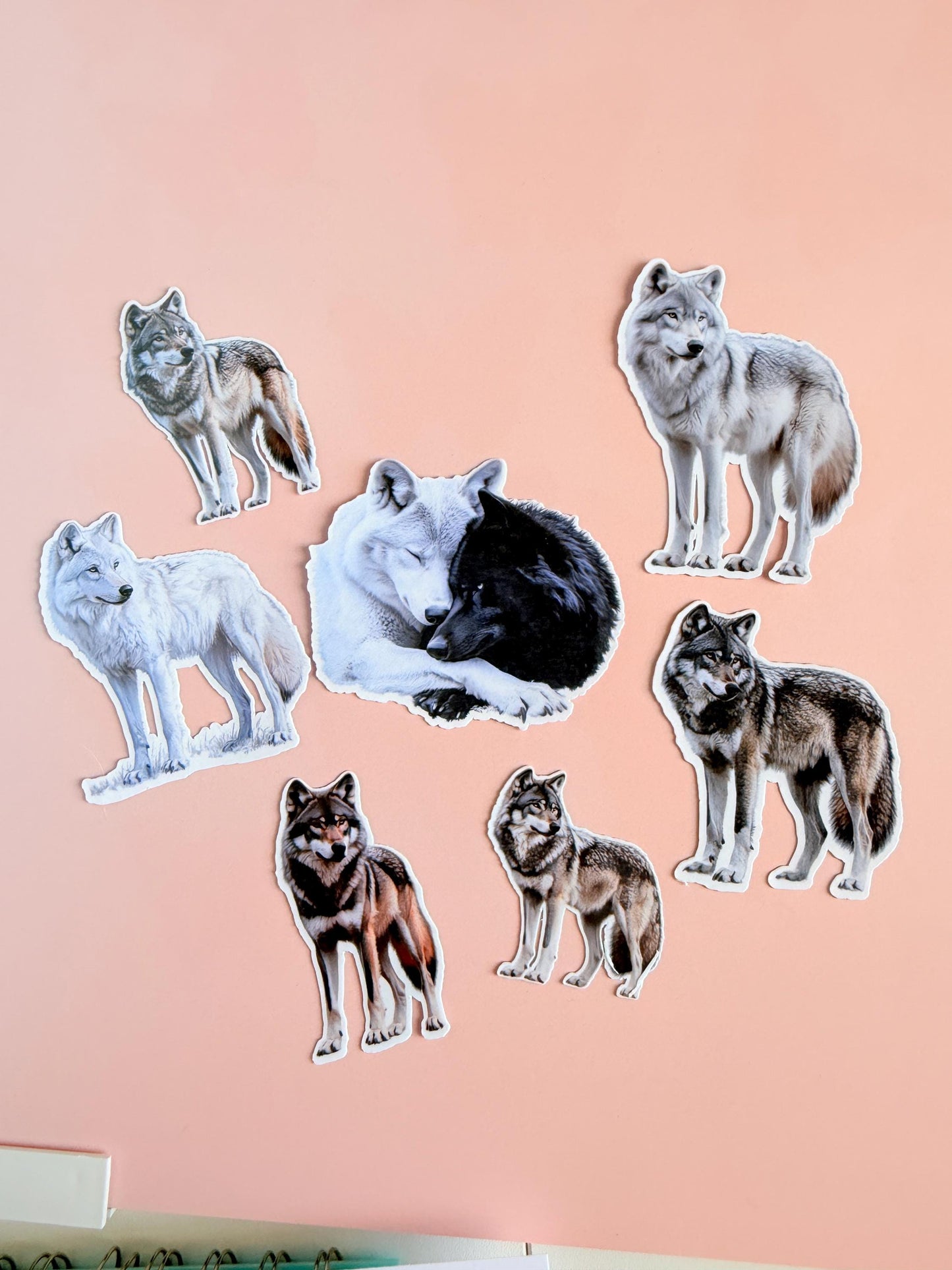Wolf Stickers Pack – Realistic Wolf Art Vinyl Stickers for Water Bottles, Journals, Scrapbooks, Gifts, Laptop & Bookish Decor - The Sticker Era