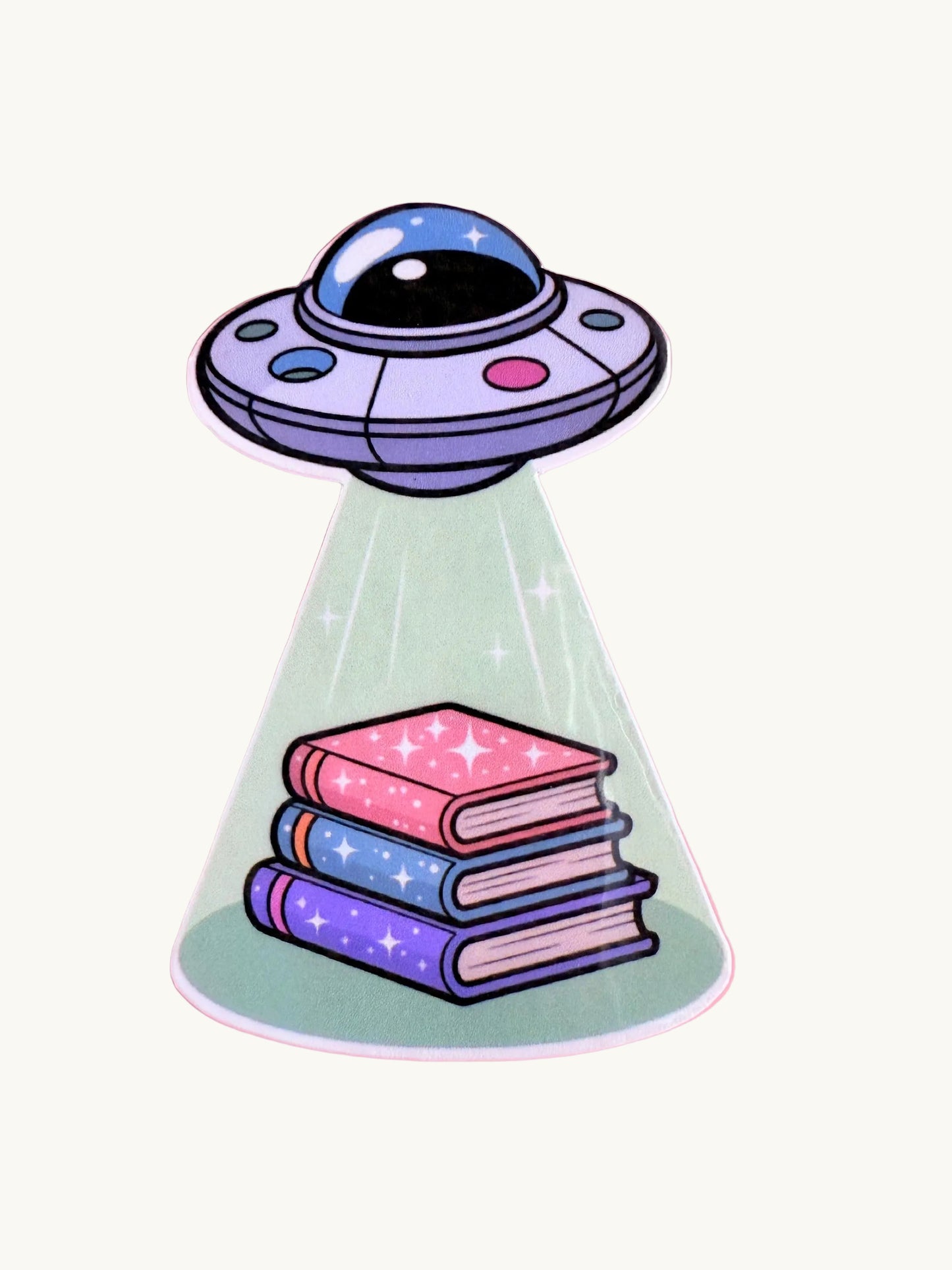 UFO Book Sticker –Alien Abduction Bookish fantasy Vinyl Sticker for Readers, Laptops, Water Bottles, Journals, Kindle & Gift for Book lovers - The Sticker Era