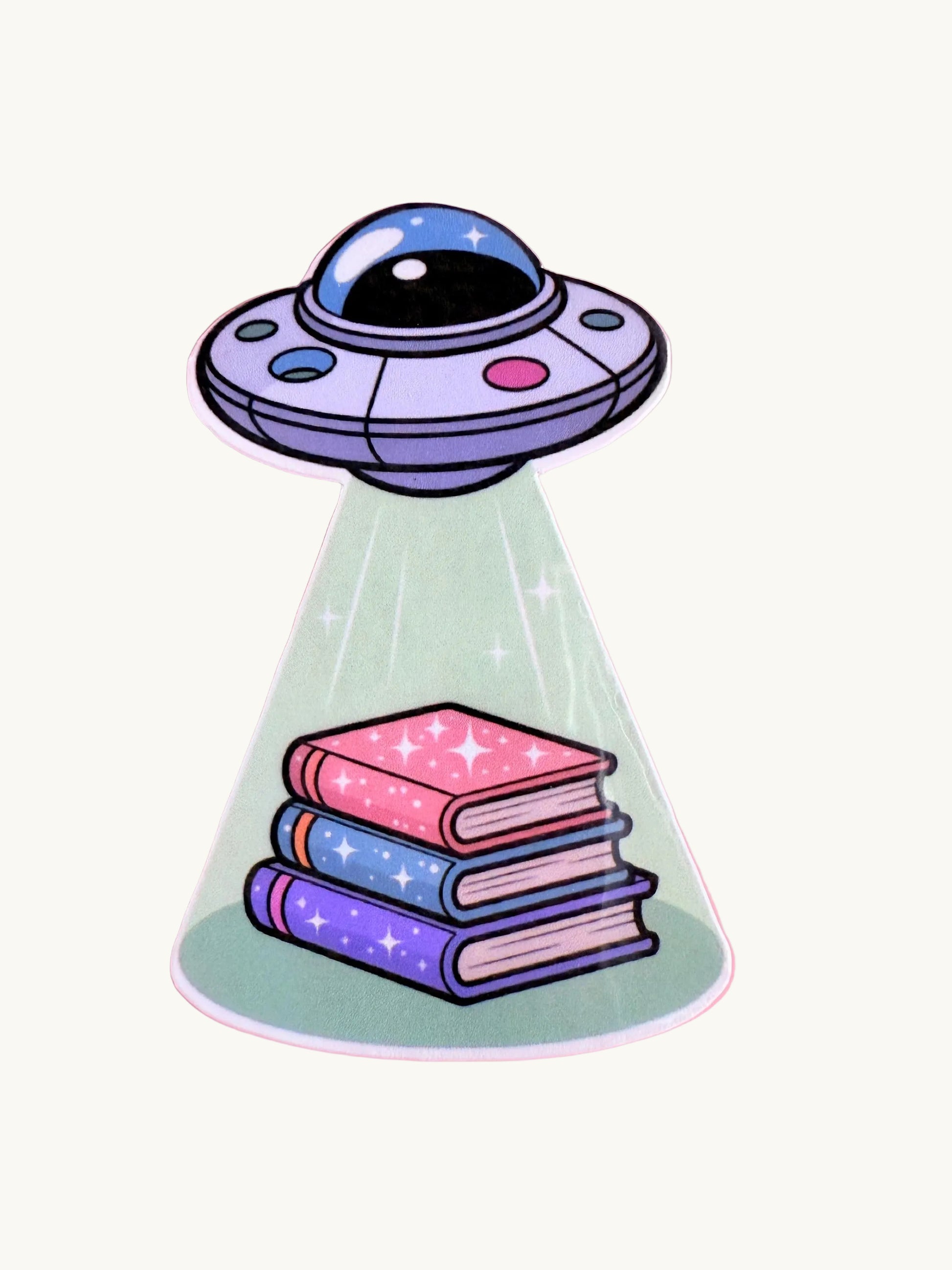 UFO Book Sticker –Alien Abduction Bookish fantasy Vinyl Sticker for Readers, Laptops, Water Bottles, Journals, Kindle & Gift for Book lovers - The Sticker Era