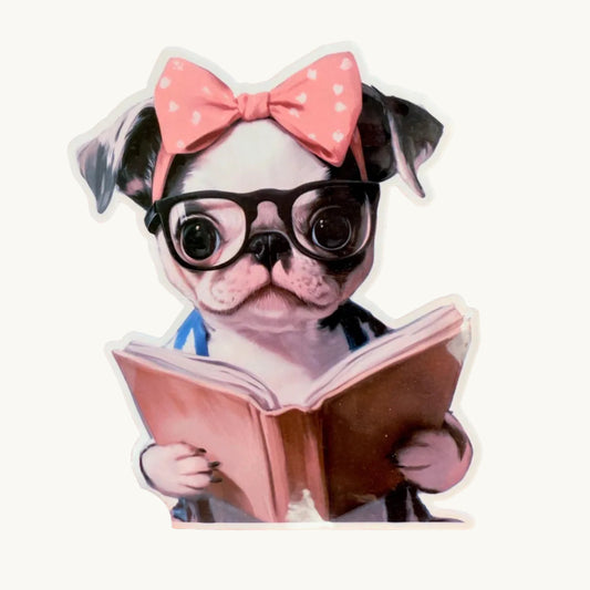 Bookworm Pug Sticker | Cute Dog Reading Decal | Matte Finish | Book Lover Gift | Reader Life | Laptop Decor| - The Sticker Era