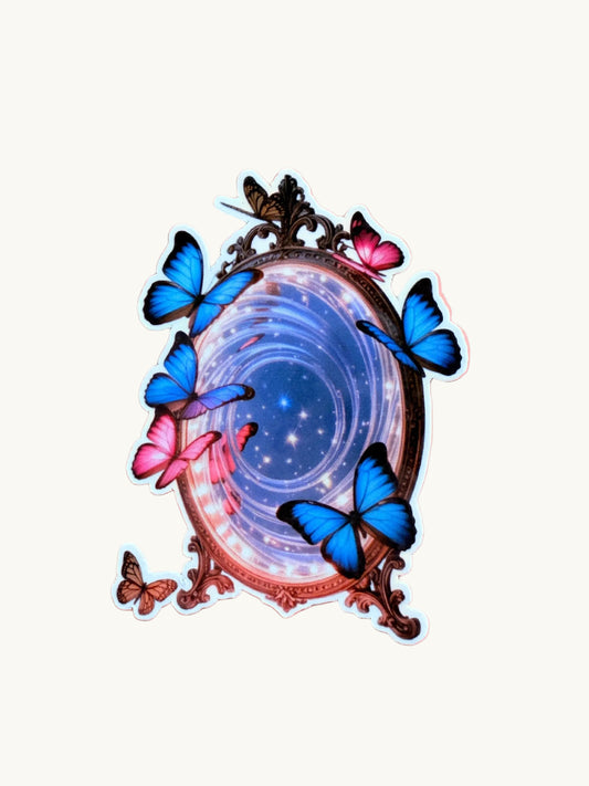 Magic Mirror Sticker | Butterfly Portal Decal | Whimsical Fantasy Art | Celestial Mirror | Matte Finish | Laptop & Bookish Decor| fantasy - The Sticker Era