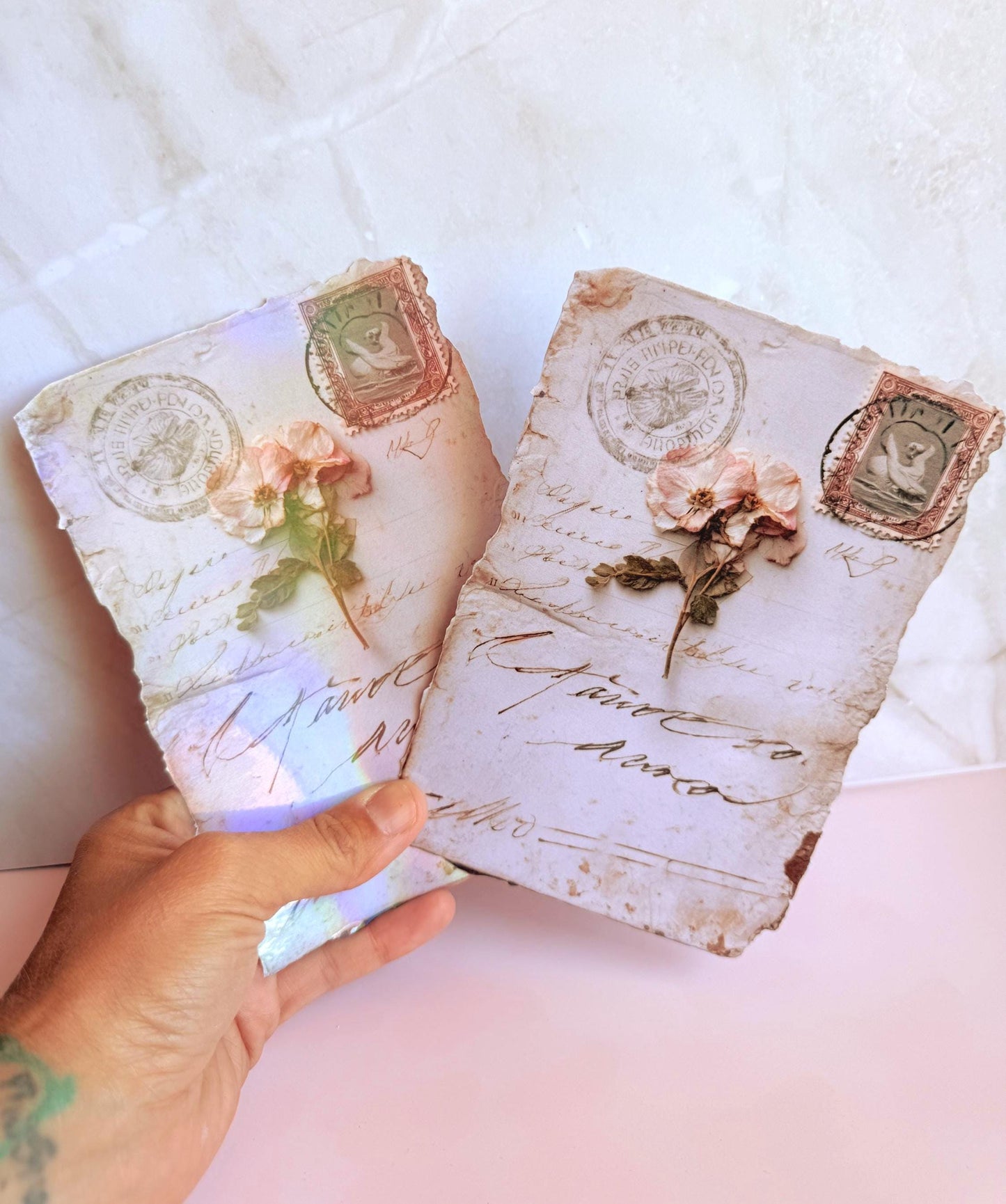 Vintage Letter Kindle Insert Skin - Aesthetic E-Reader Decal - Old Paper & Flower Design - Matte or Shimmer Finish - Unique Book Lover Gift - The Sticker Era