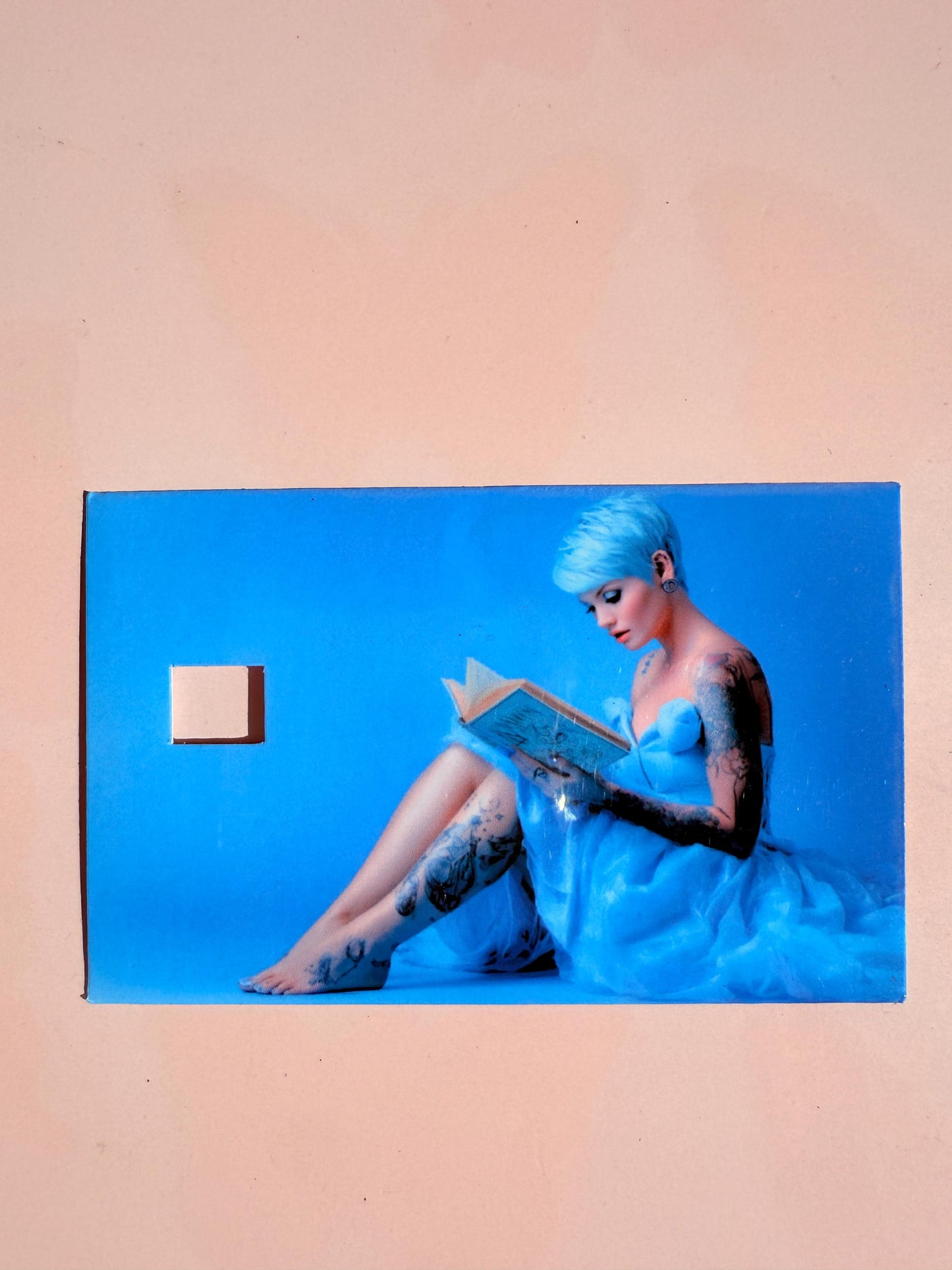 Blue Aesthetic Debit Card Skin - Serene Reader Design - Blue Hair & Tattoo Card Decal - Book Lover| Art Fan Gift - Unique Vinyl Sticker|gift - The Sticker Era