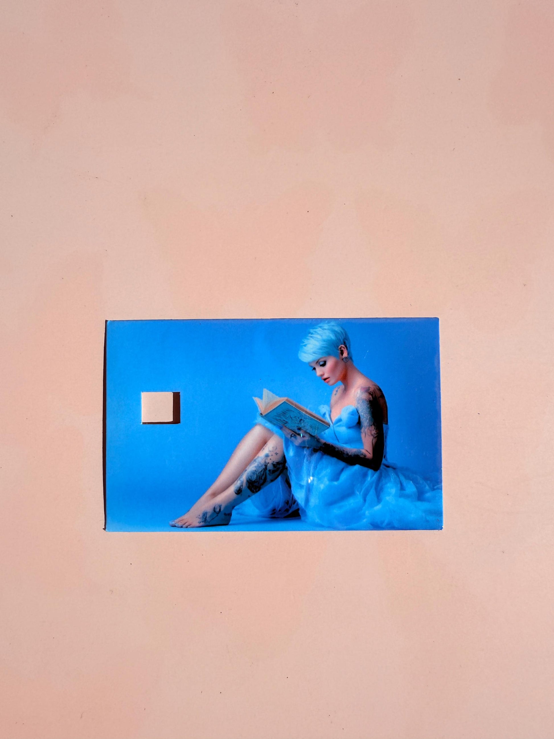 Blue Aesthetic Debit Card Skin - Serene Reader Design - Blue Hair & Tattoo Card Decal - Book Lover| Art Fan Gift - Unique Vinyl Sticker|gift - The Sticker Era