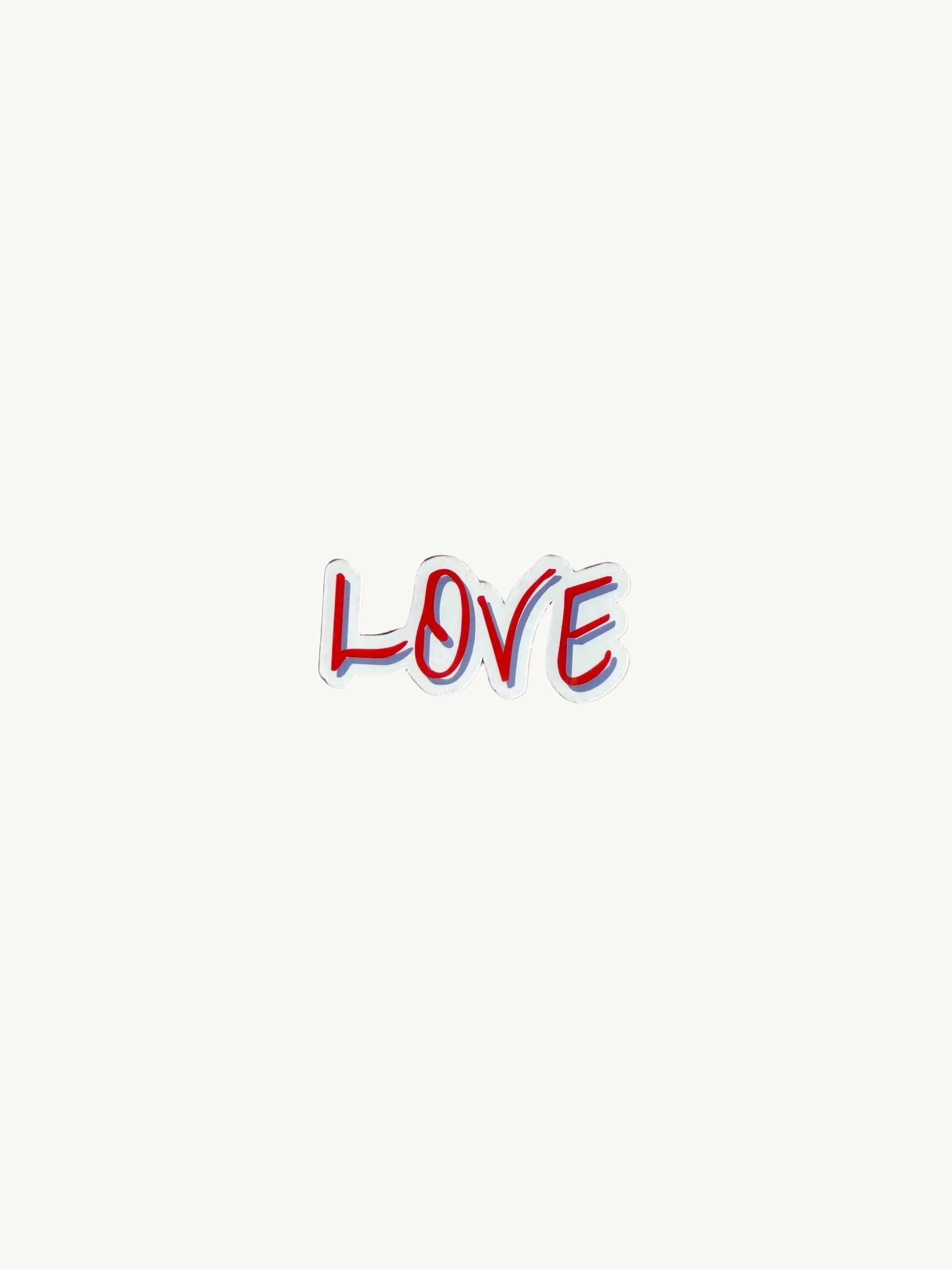 LOVE Script Vinyl Sticker - 2.61" Hand-Drawn Red & White Love Decal - Positive Aesthetic Laptop Water Bottle Sticker - Romantic Gift - The Sticker Era