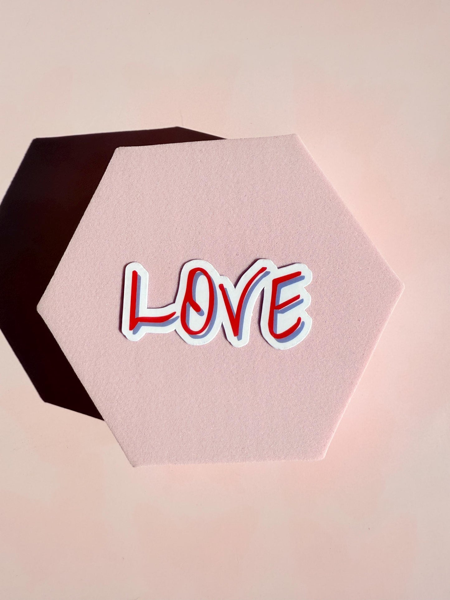 LOVE Script Vinyl Sticker - 2.61" Hand-Drawn Red & White Love Decal - Positive Aesthetic Laptop Water Bottle Sticker - Romantic Gift - The Sticker Era