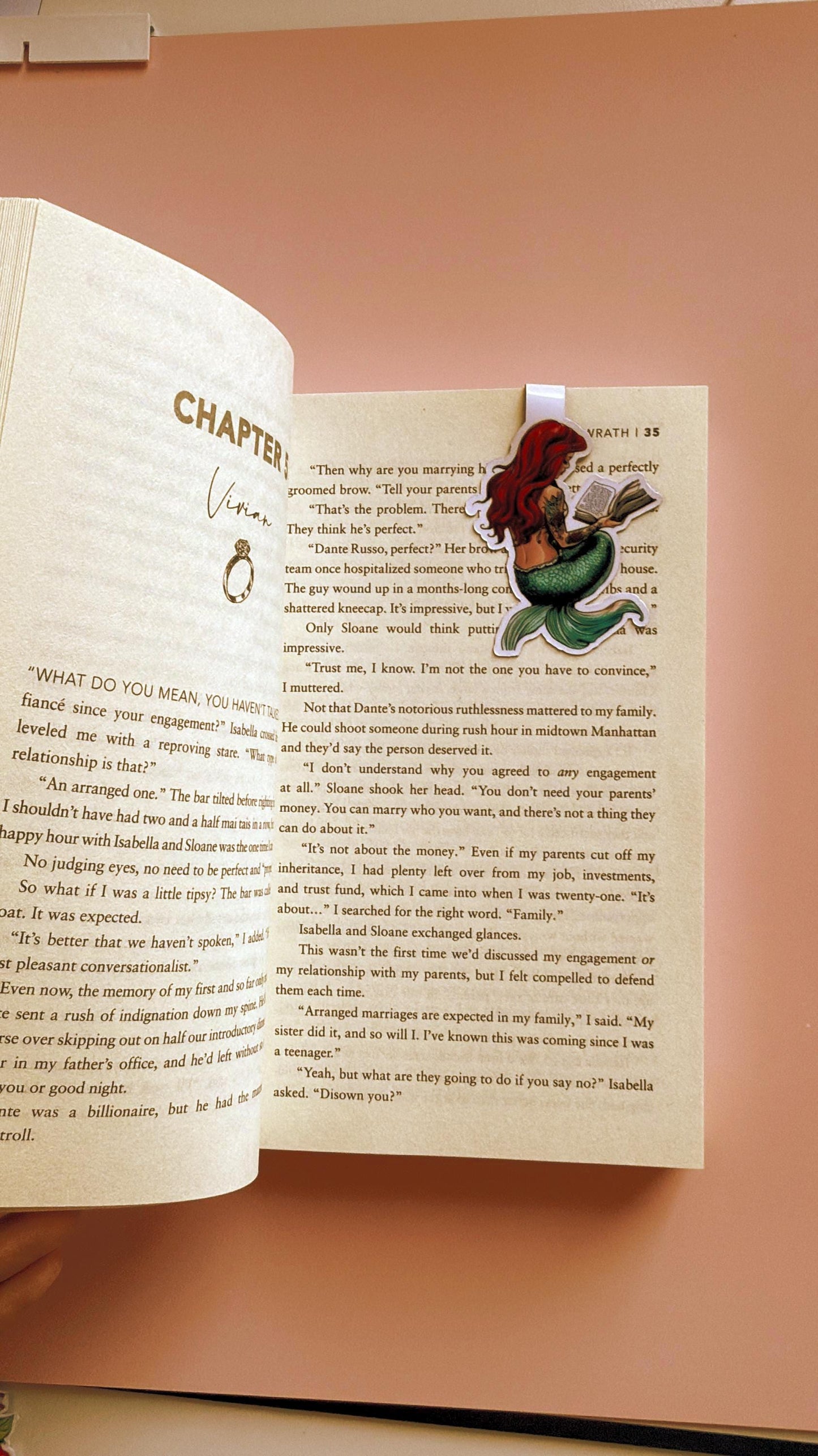 Bookworm Mermaid Magnetic Bookmark | Red Hair Fantasy Reader Gift | Unique Literary Accessory | Whimsical Handmade Page Marker - The Sticker Era