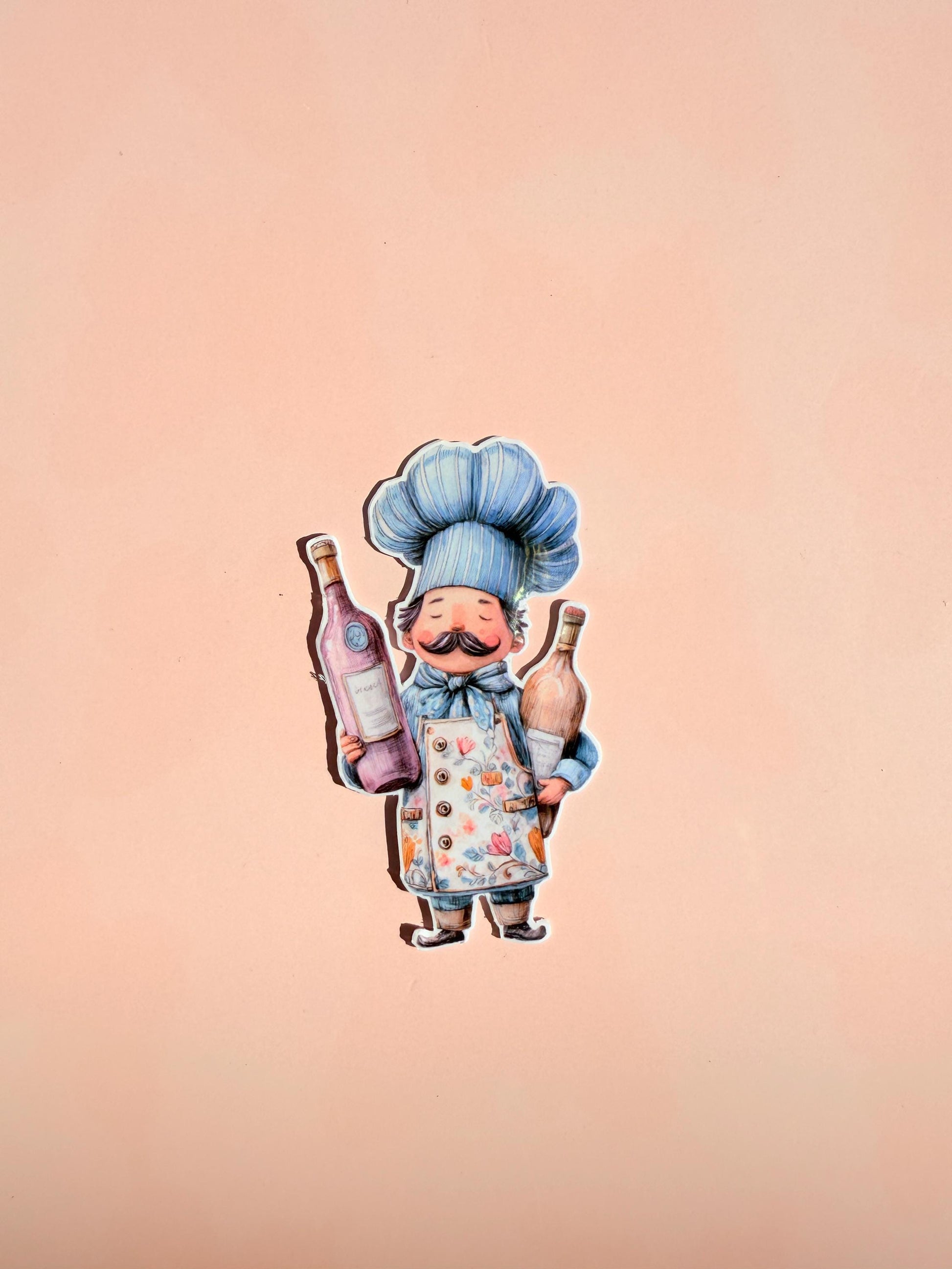 Cute Chef Sticker | Funny Mustache Cook Decal | Wine Lover Vinyl Sticker | Foodie Gift | Restaurant Kitchen Laptop Water Bottle Decal| gift - The Sticker Era