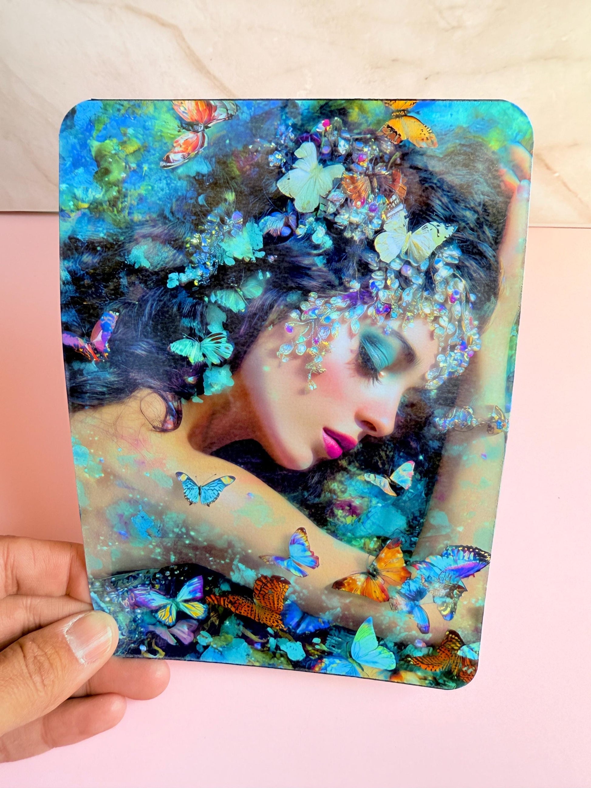 Ethereal Butterfly Muse Kindle Back Insert | Physical Clear Case Card | Aesthetic E-reader Decor |Sparkly Holographic Option | Book Gift - The Sticker Era