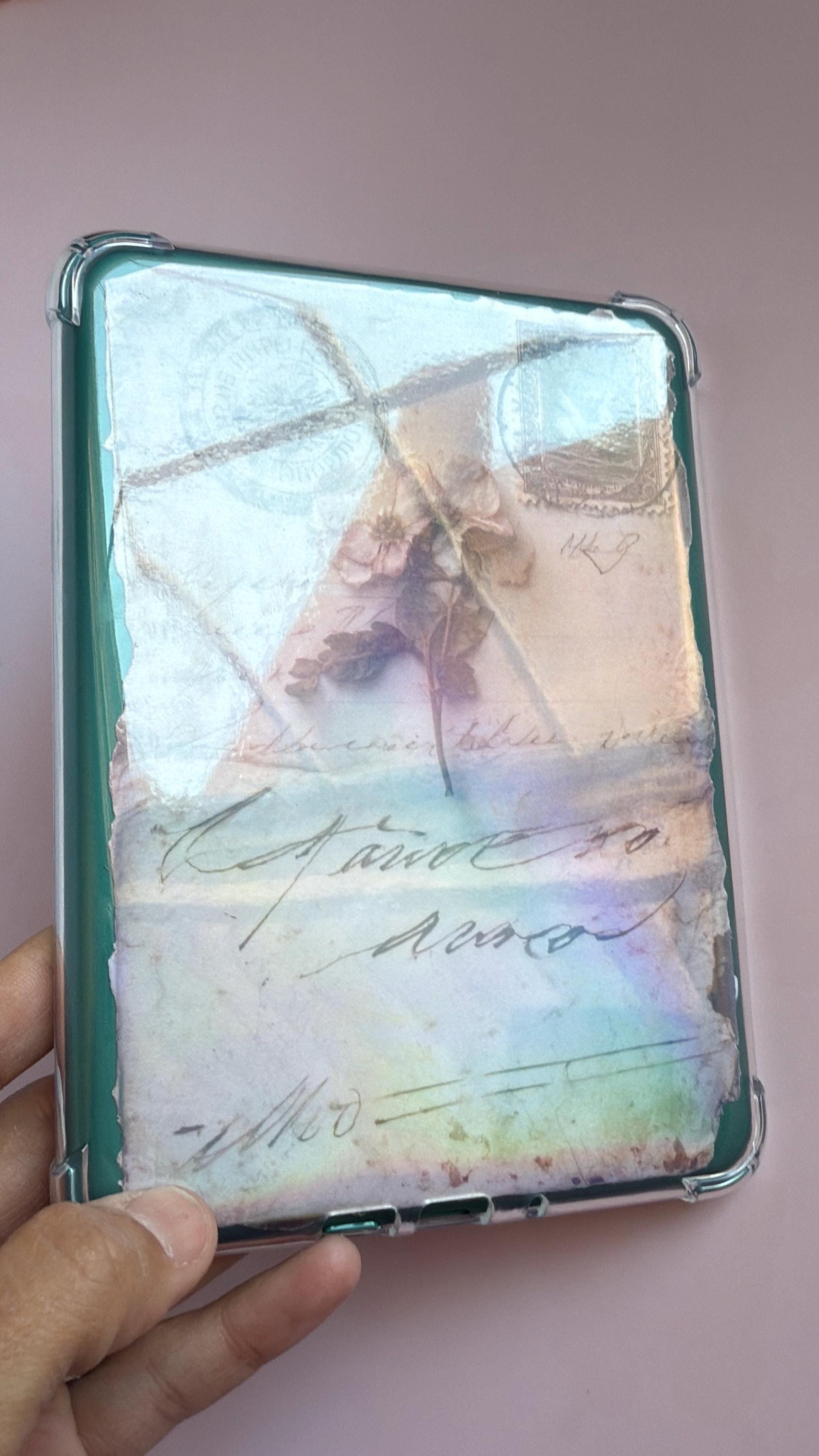 Vintage Letter Kindle Insert Skin - Aesthetic E-Reader Decal - Old Paper & Flower Design - Matte or Shimmer Finish - Unique Book Lover Gift - The Sticker Era