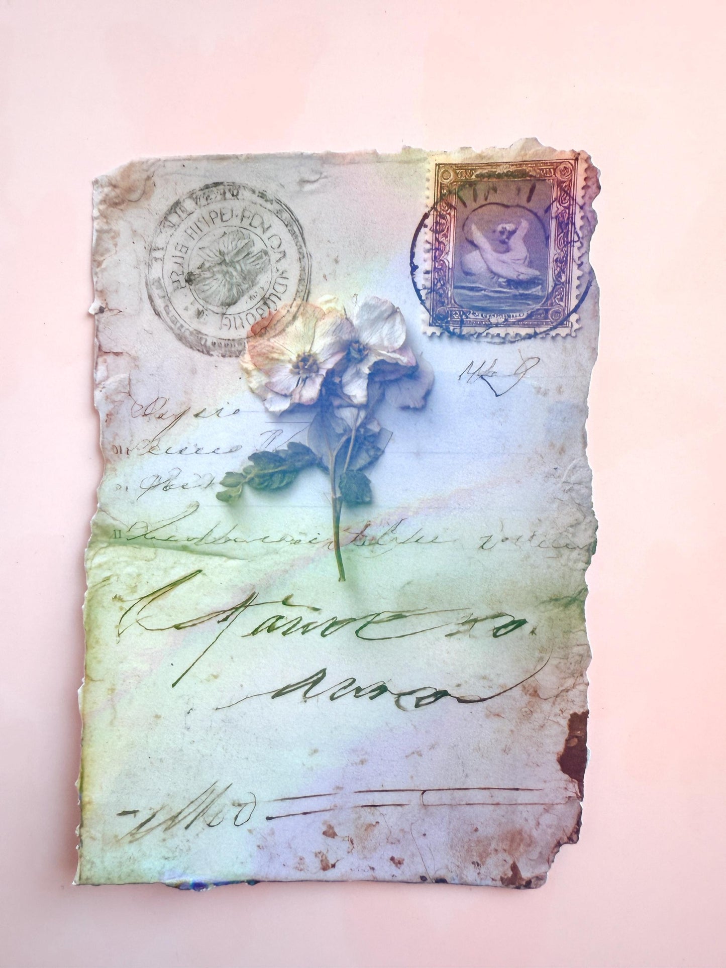 Vintage Letter Kindle Insert Skin - Aesthetic E-Reader Decal - Old Paper & Flower Design - Matte or Shimmer Finish - Unique Book Lover Gift - The Sticker Era