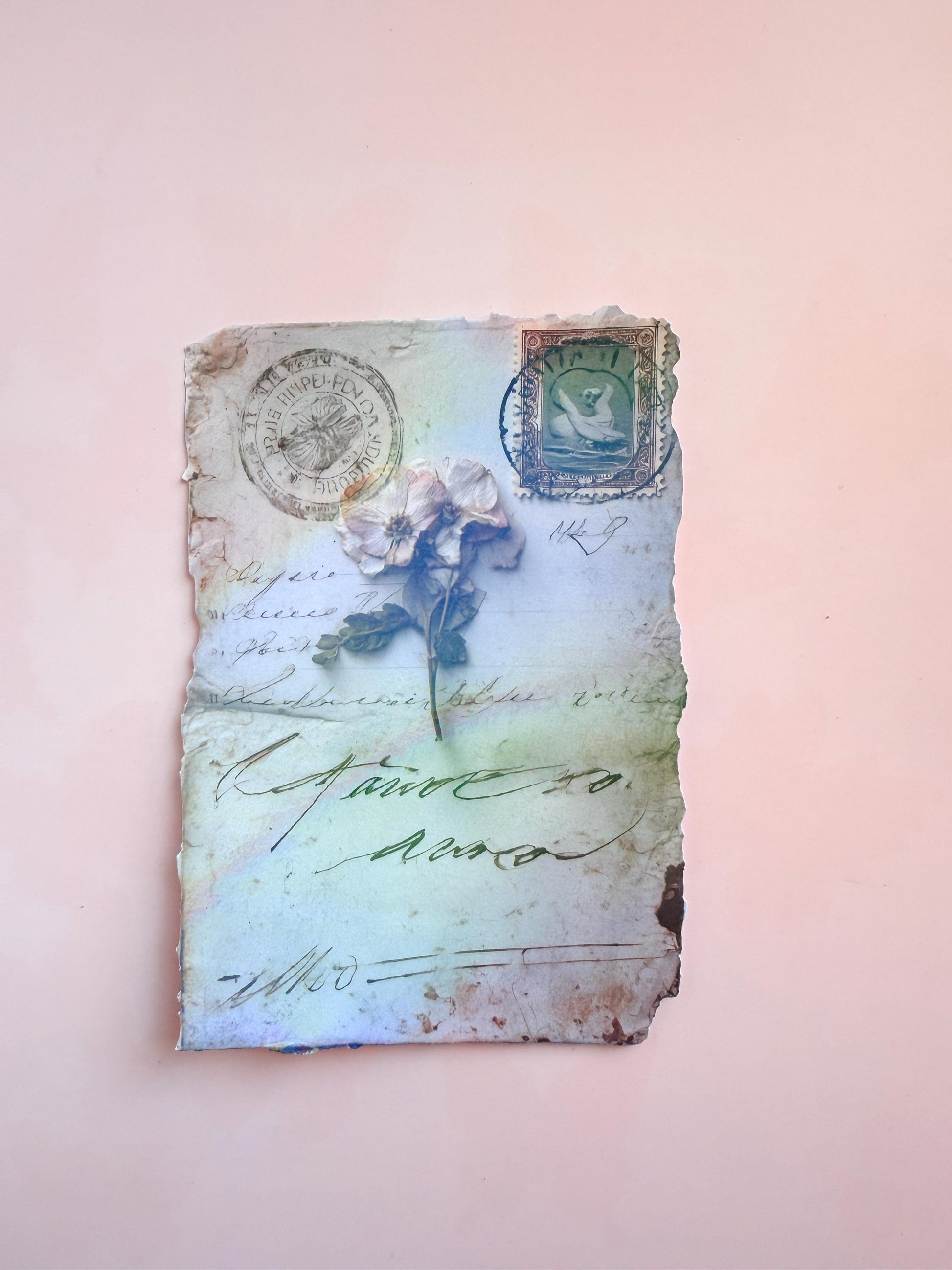 Vintage Letter Kindle Insert Skin - Aesthetic E-Reader Decal - Old Paper & Flower Design - Matte or Shimmer Finish - Unique Book Lover Gift - The Sticker Era