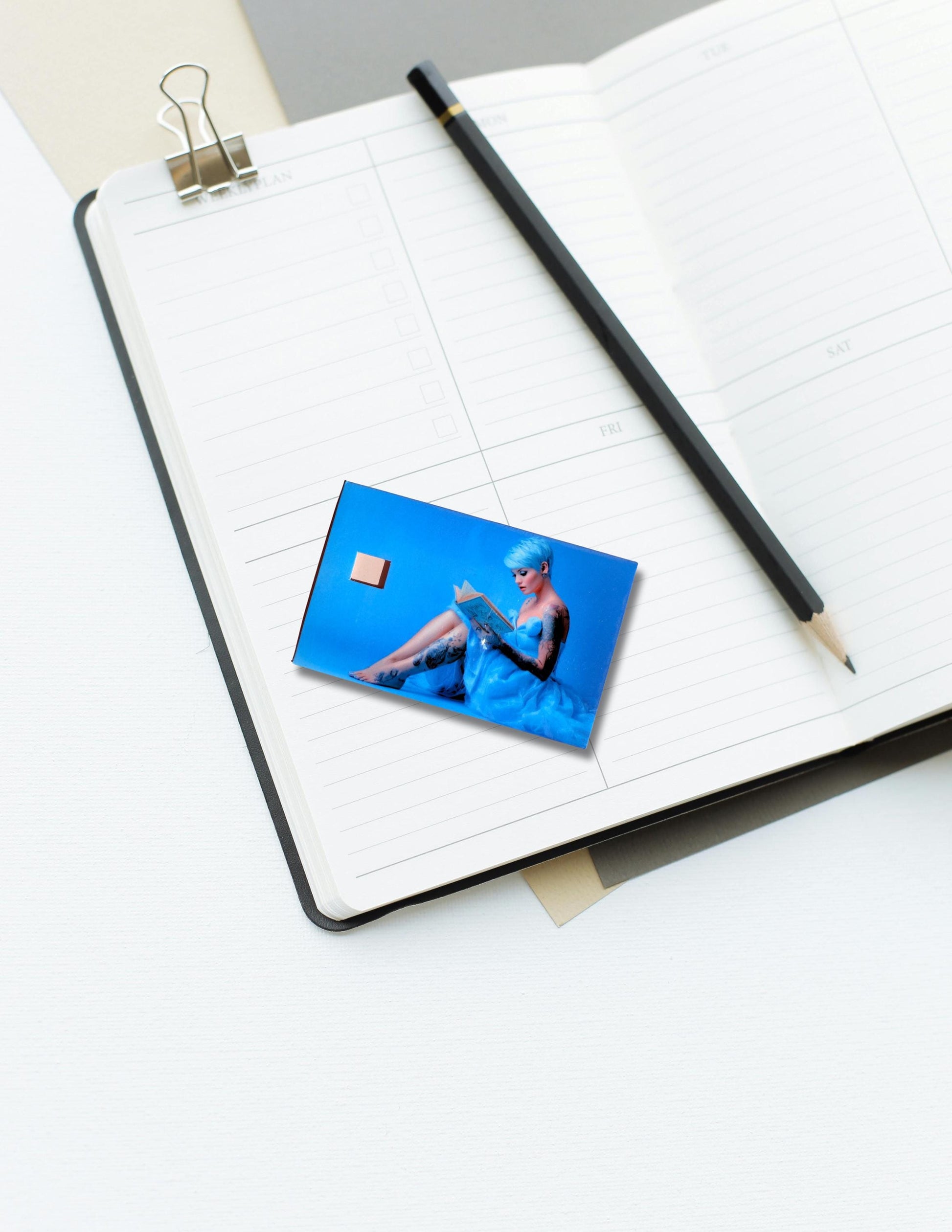 Blue Aesthetic Debit Card Skin - Serene Reader Design - Blue Hair & Tattoo Card Decal - Book Lover| Art Fan Gift - Unique Vinyl Sticker|gift - The Sticker Era