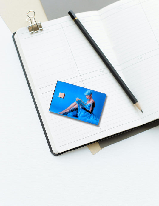 Blue Aesthetic Debit Card Skin - Serene Reader Design - Blue Hair & Tattoo Card Decal - Book Lover| Art Fan Gift - Unique Vinyl Sticker|gift - The Sticker Era