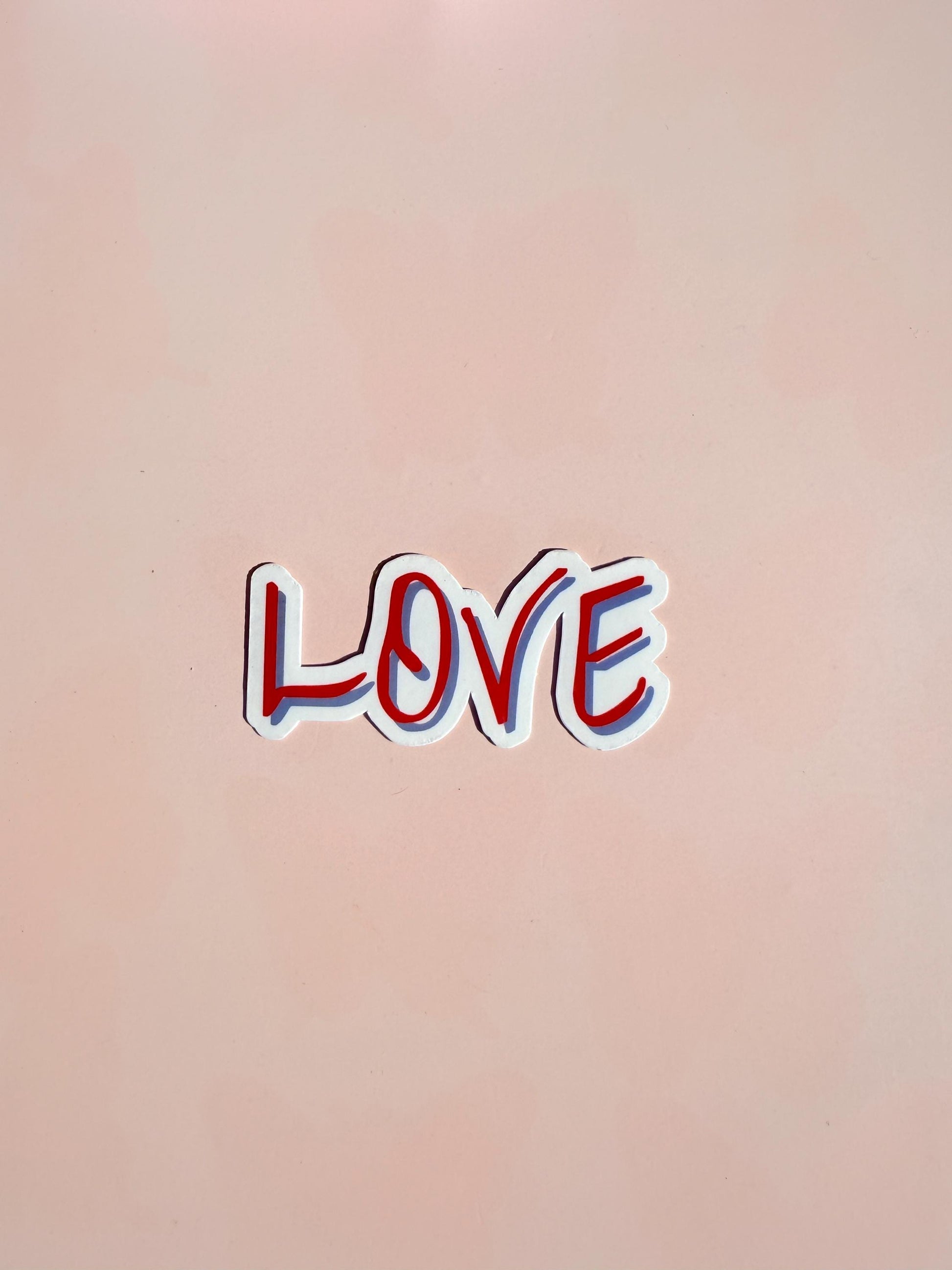 LOVE Script Vinyl Sticker - 2.61" Hand-Drawn Red & White Love Decal - Positive Aesthetic Laptop Water Bottle Sticker - Romantic Gift - The Sticker Era