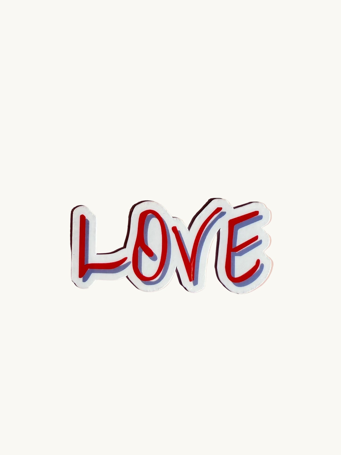 LOVE Script Vinyl Sticker - 2.61" Hand-Drawn Red & White Love Decal - Positive Aesthetic Laptop Water Bottle Sticker - Romantic Gift - The Sticker Era