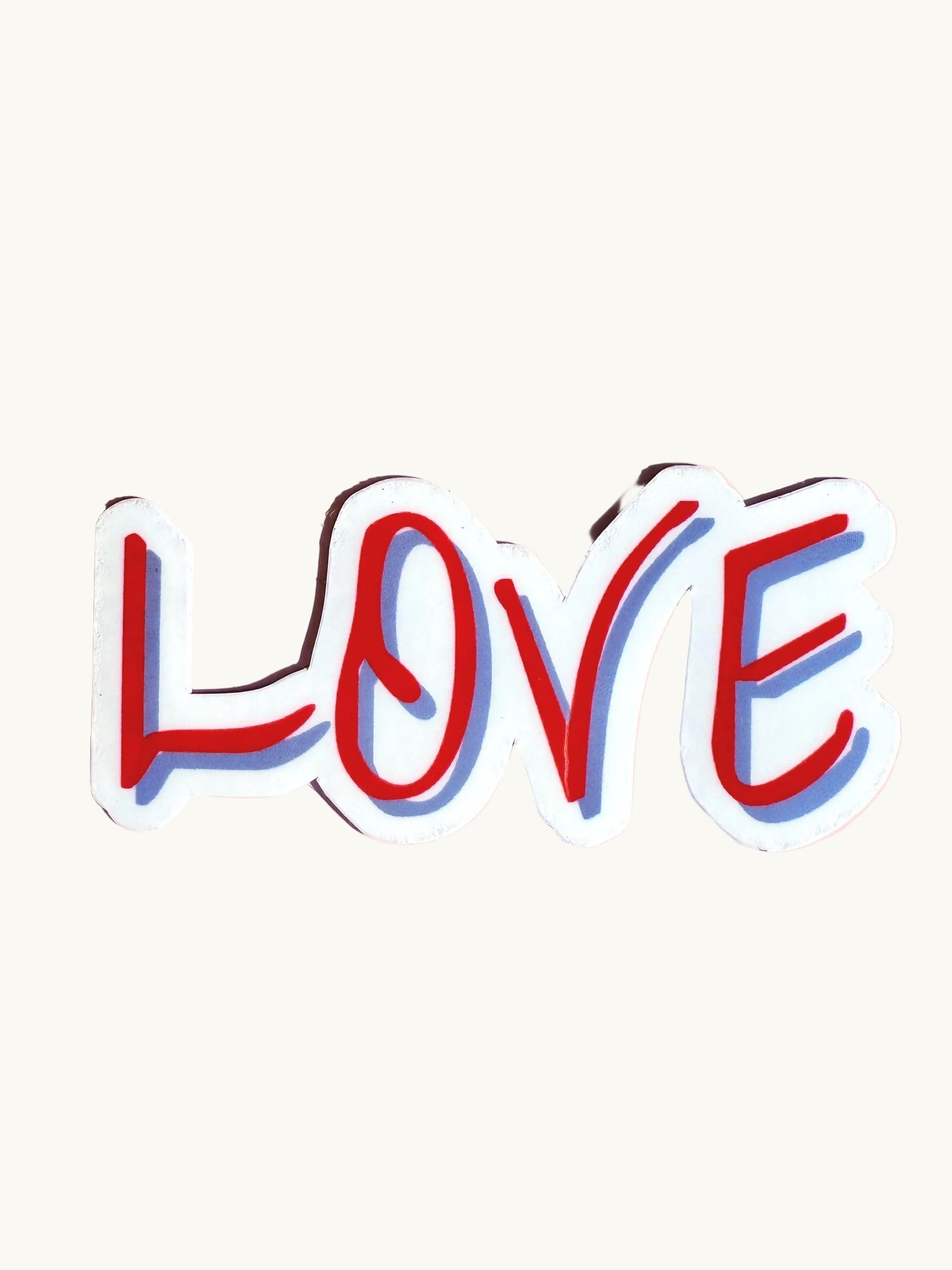 LOVE Script Vinyl Sticker - 2.61" Hand-Drawn Red & White Love Decal - Positive Aesthetic Laptop Water Bottle Sticker - Romantic Gift - The Sticker Era