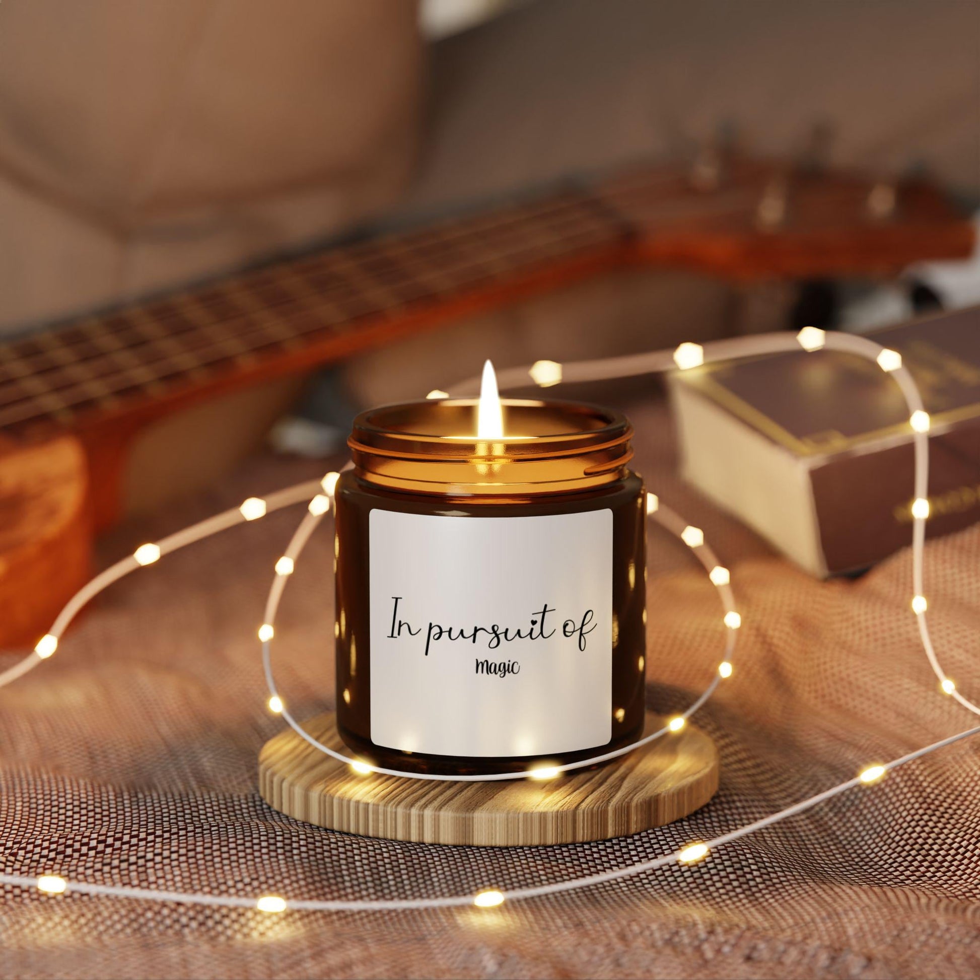 In Pursuit Of Magic Candle | Scented Soy Candle | Amber Jar Home Decor | Cozy Relaxation Gift | Unique Eco-Friendly Spiritual Candle - The Sticker Era