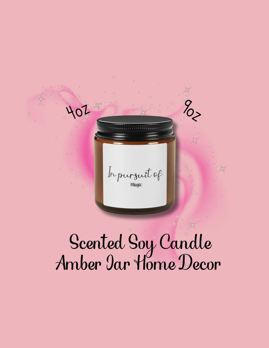 In Pursuit Of Magic Candle | Scented Soy Candle | Amber Jar Home Decor | Cozy Relaxation Gift | Unique Eco-Friendly Spiritual Candle - The Sticker Era