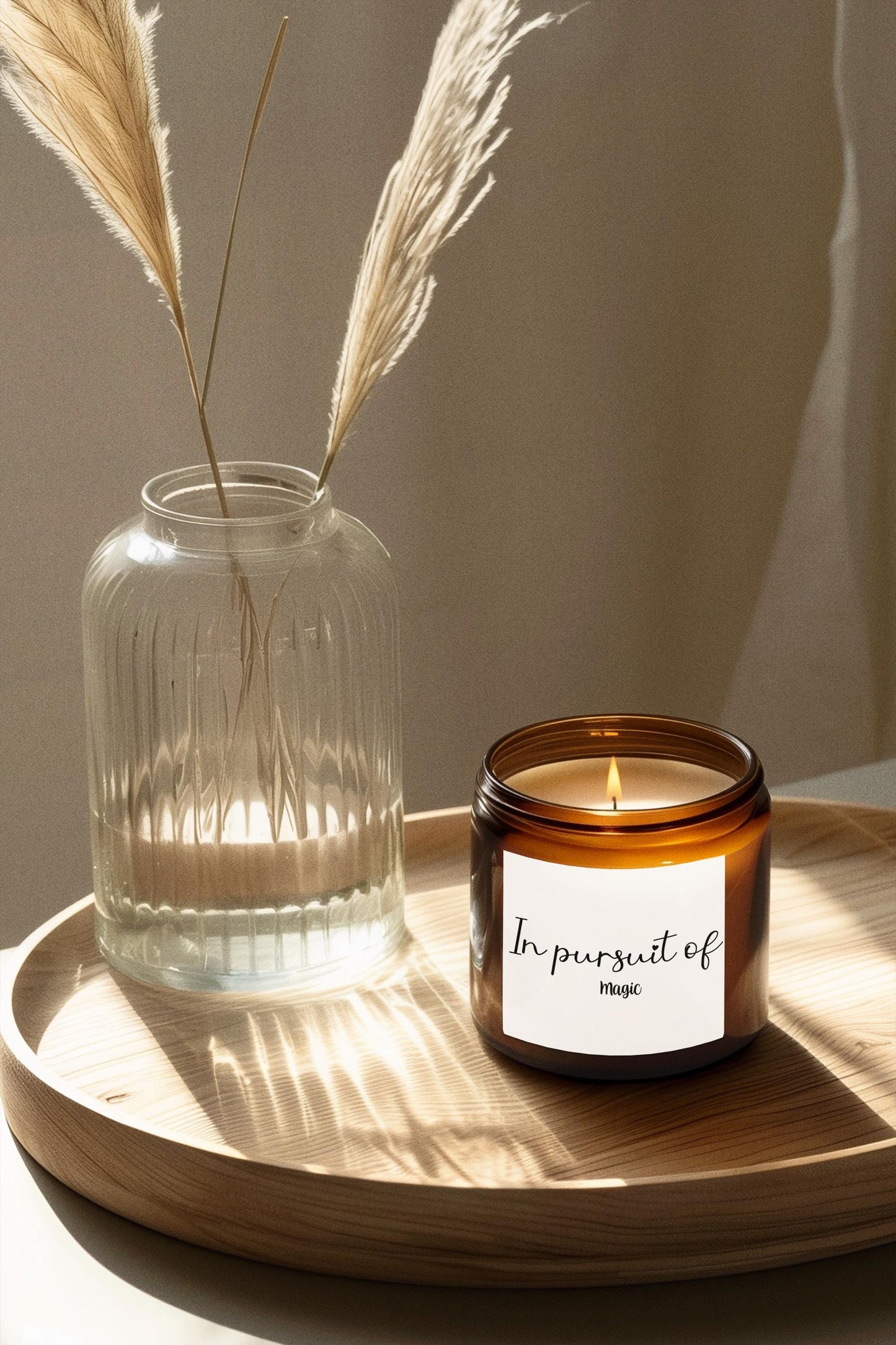 In Pursuit Of Magic Candle | Scented Soy Candle | Amber Jar Home Decor | Cozy Relaxation Gift | Unique Eco-Friendly Spiritual Candle - The Sticker Era