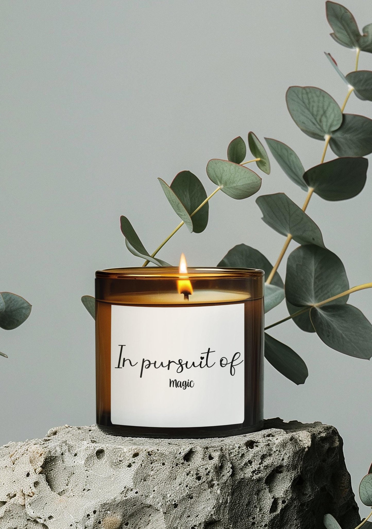 In Pursuit Of Magic Candle | Scented Soy Candle | Amber Jar Home Decor | Cozy Relaxation Gift | Unique Eco-Friendly Spiritual Candle - The Sticker Era