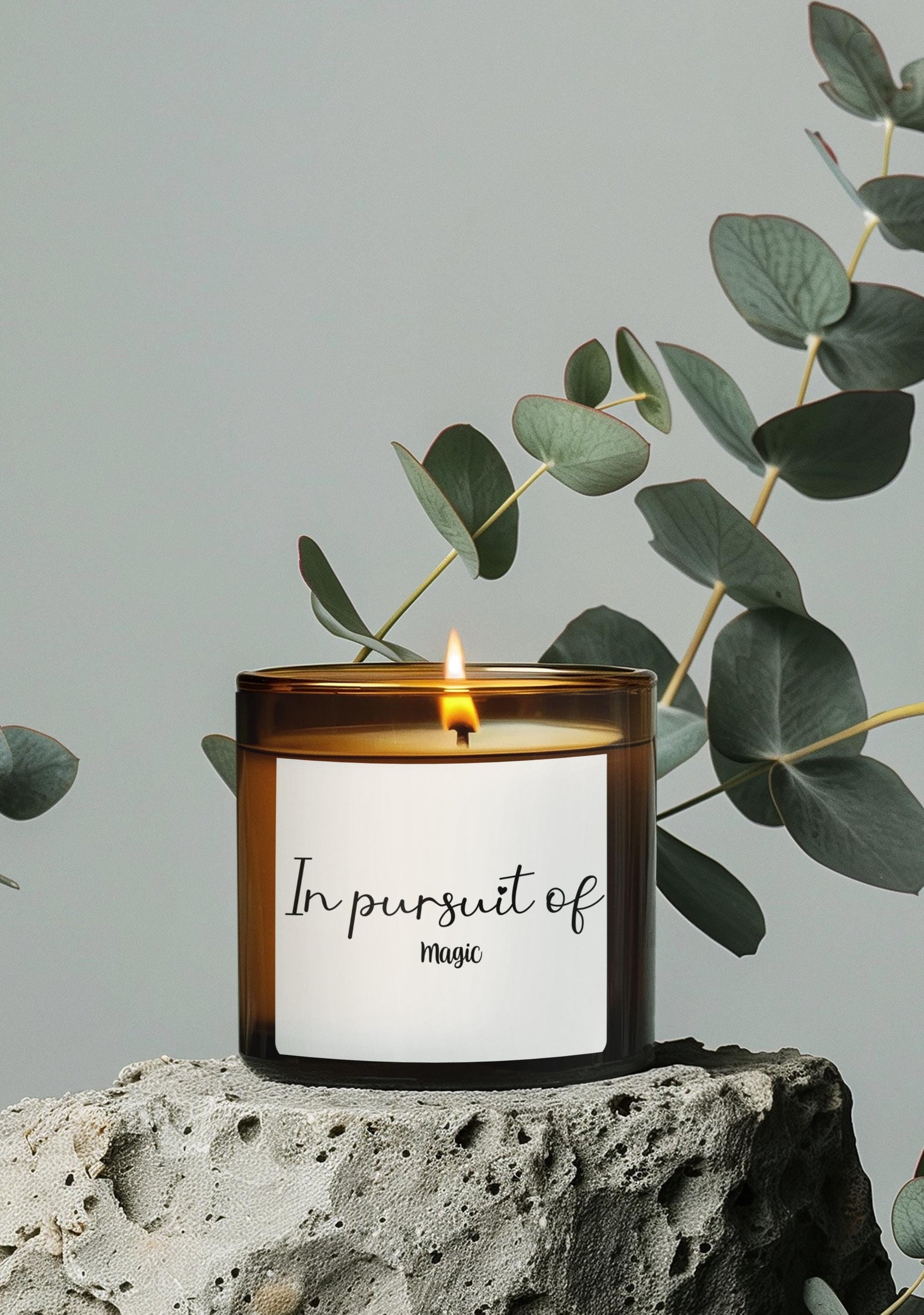 In Pursuit Of Magic Candle | Scented Soy Candle | Amber Jar Home Decor | Cozy Relaxation Gift | Unique Eco-Friendly Spiritual Candle - The Sticker Era