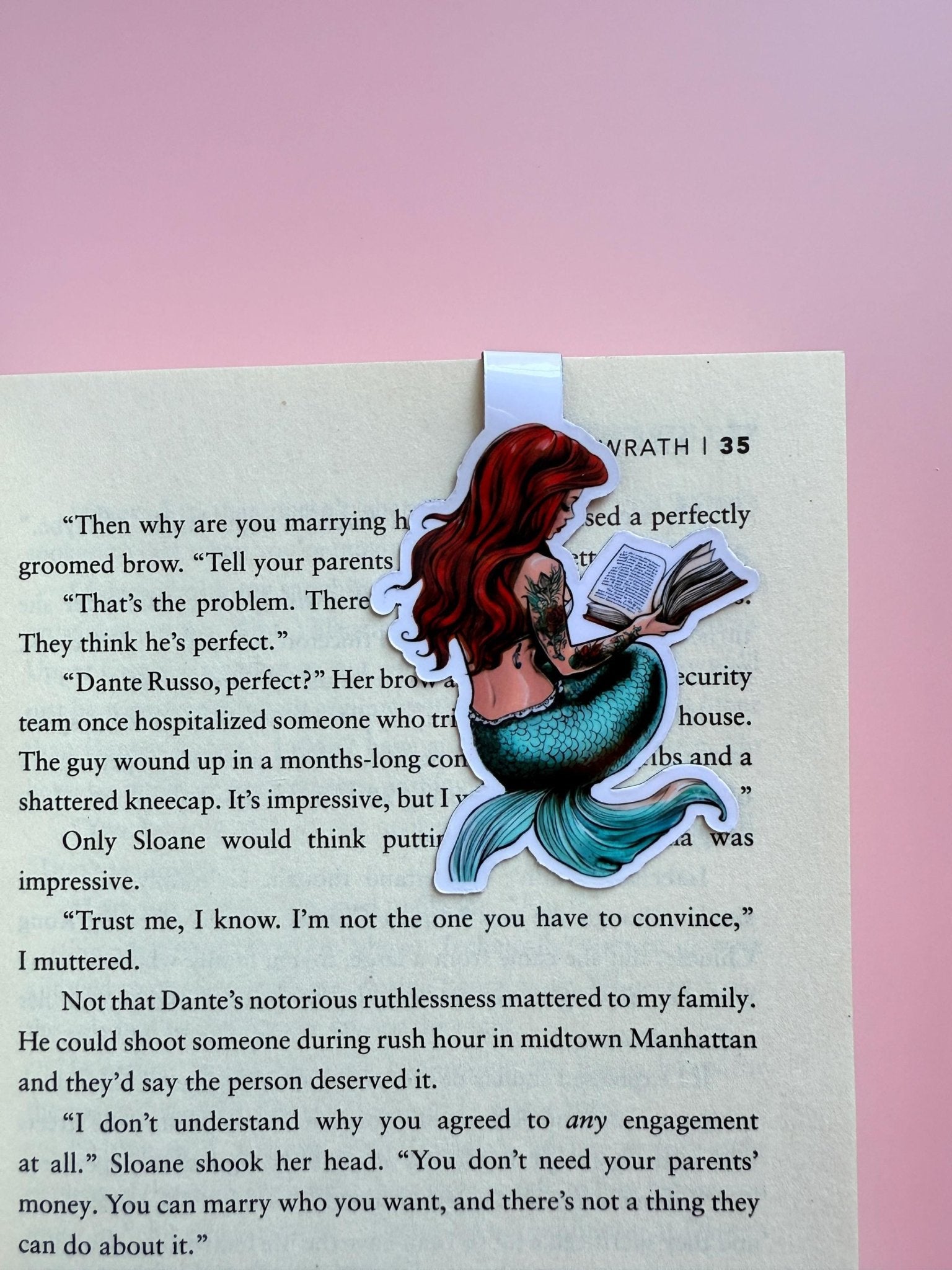 Bookworm Mermaid Magnetic Bookmark | Fantasy Reader Handmade Page Marker by The Sticker Era