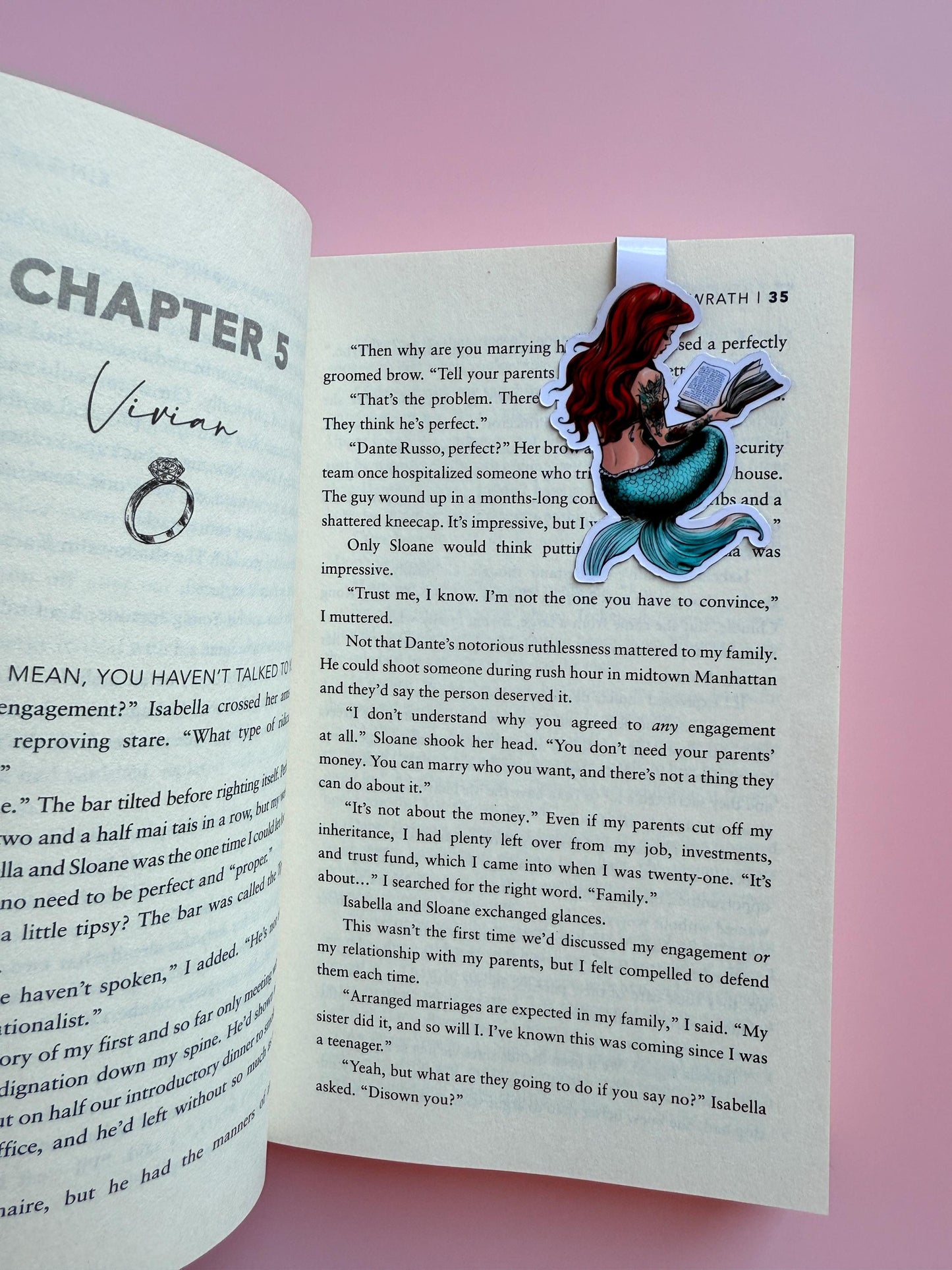 Bookworm Mermaid Magnetic Bookmark | Red Hair Fantasy Reader Gift | Unique Literary Accessory | Whimsical Handmade Page Marker - The Sticker Era