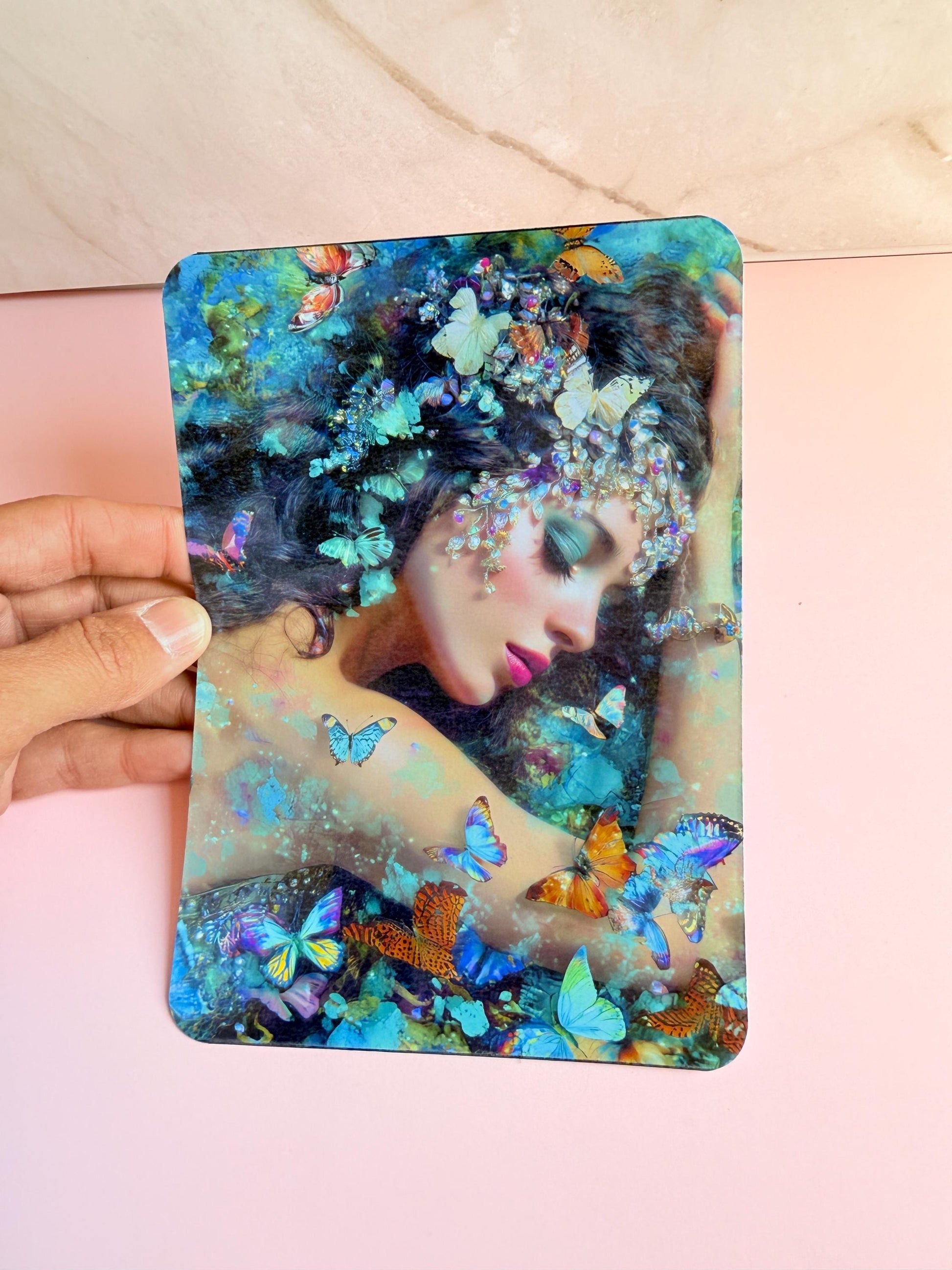 Butterfly illustration Kindle case insert. A swappable, residue-free decor piece for book lovers looking to match their e-reader to their current "era," by The Sticker Era.