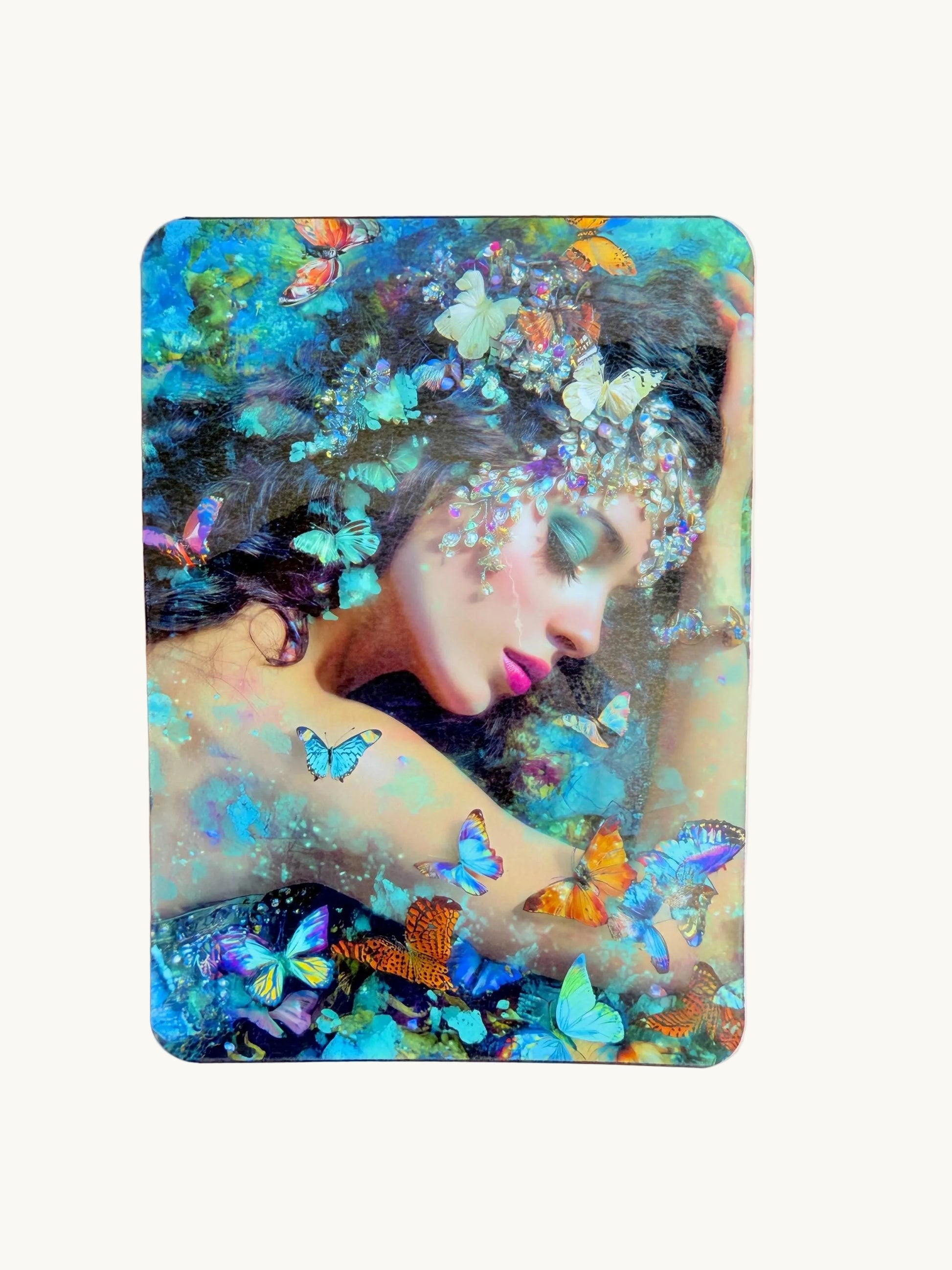 Decorative Kindle insert featuring delicate butterfly art. A non-adhesive, commitment-free backing card designed to slide behind a clear Kindle case for a nature-inspired aesthetic.