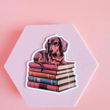 Corgi on a Book Sticker | Cute Bookish Dog Vinyl Decal by The Sticker Era