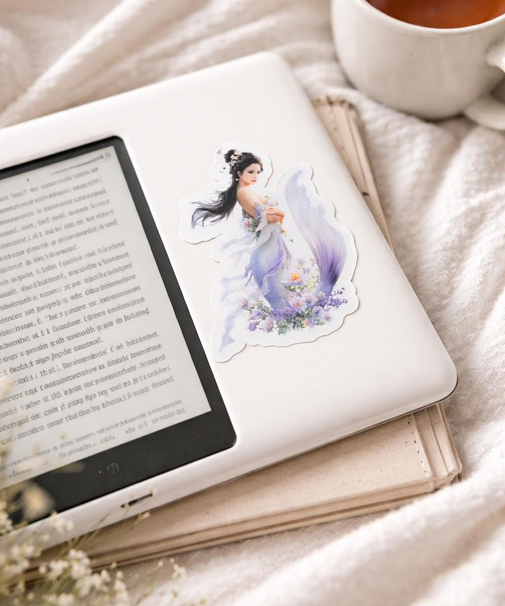 Ethereal Mermaid Sticker - Waterproof Fantasy Vinyl - Bookish Ocean Goddess Art by The Sticker Era