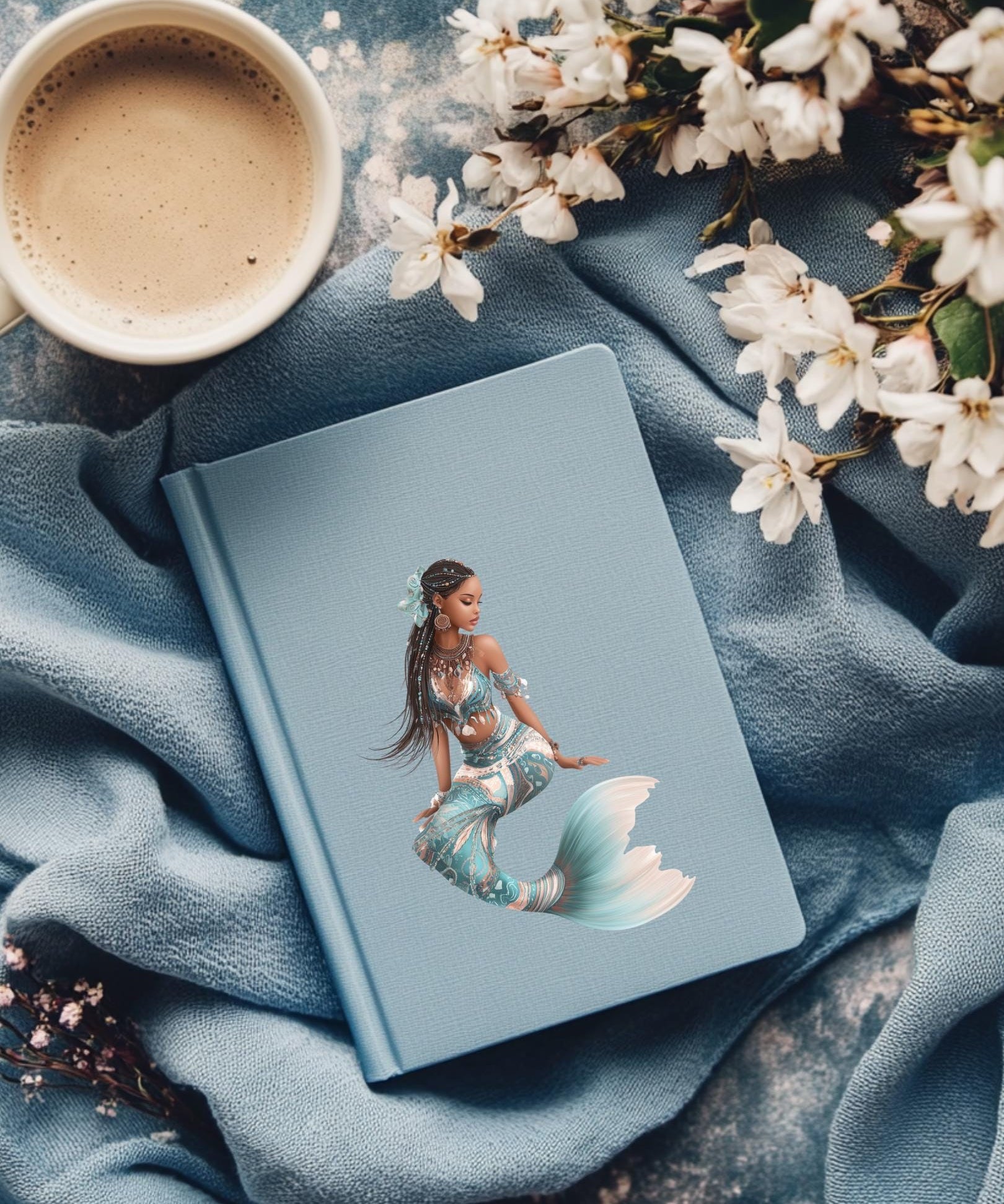 Ethiopian Mermaid Sticker - Water resistant Fantasy Vinyl - African Goddess Ocean Art by The Sticker Era