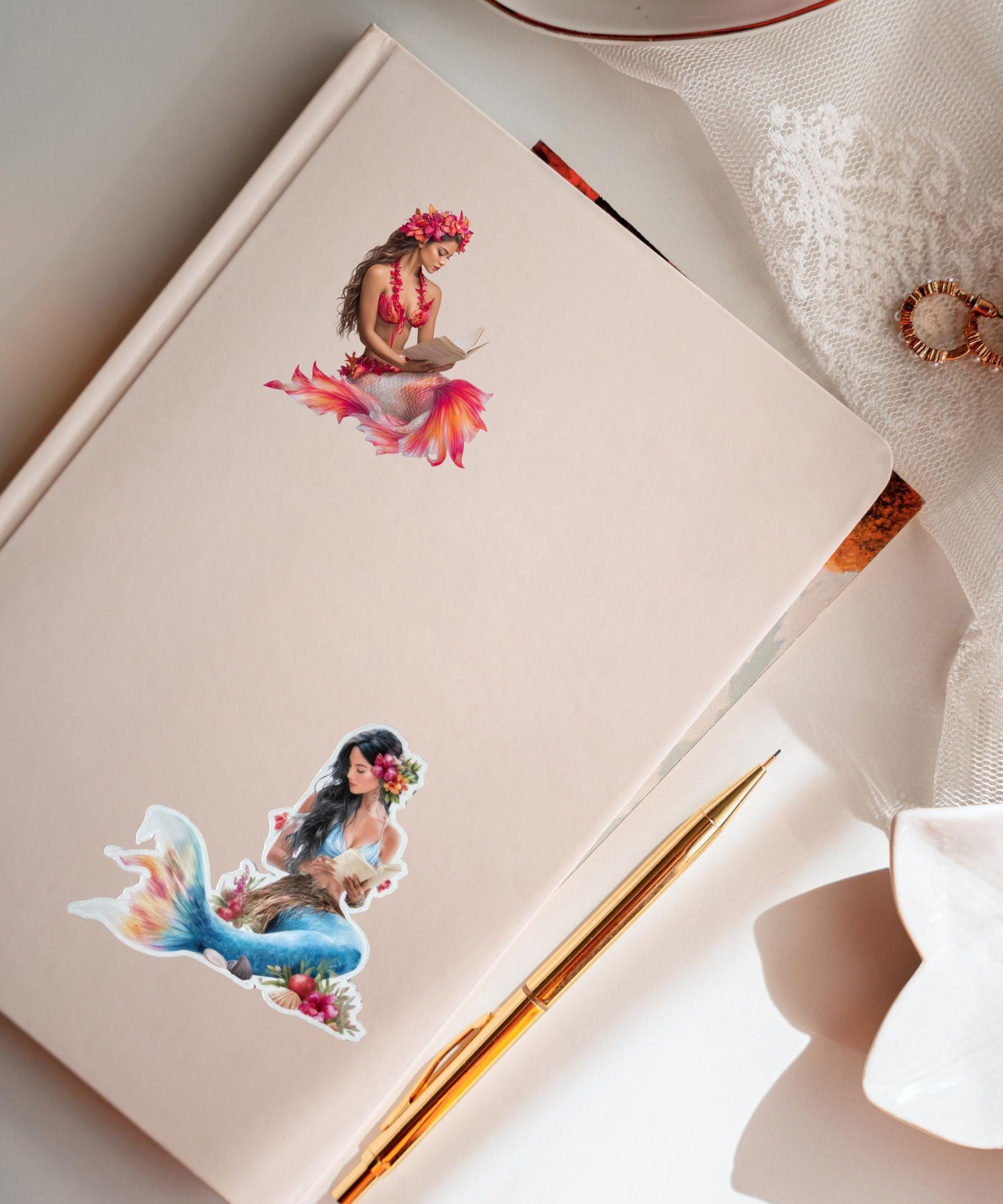 Hawaiian Mermaid Sticker bundle - Tropical Fantasy Vinyl Stickers by The Sticker Era