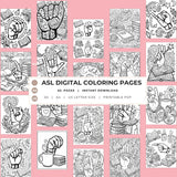Adult Coloring Book Printable, ASL Sign Language Art, 62 Pages PDF Bundle, Instant Download by The Sticker Era