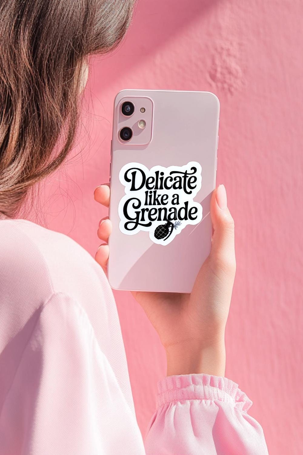 "Delicate Like a Grenade" Sticker | Feminine Rage Vinyl Decal by The Sticker Era