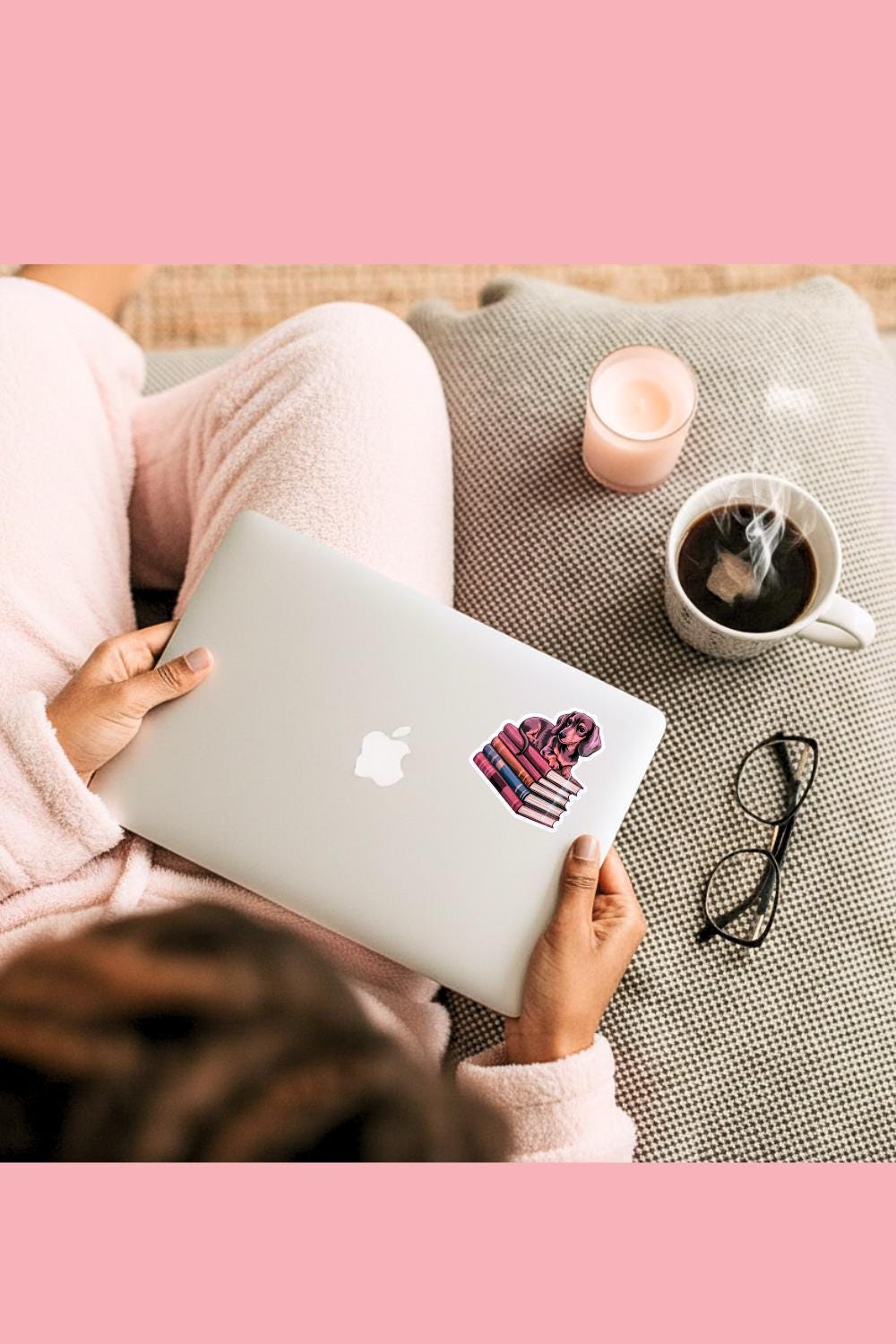 Dachshund on Books Sticker | Cute Bookish Dog Vinyl Decal by The Sticker Era