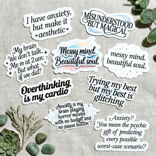 Mental Health Sticker Pack: Relatable Anxiety Humor, Neurodiversity Self-Love by The Sticker Era