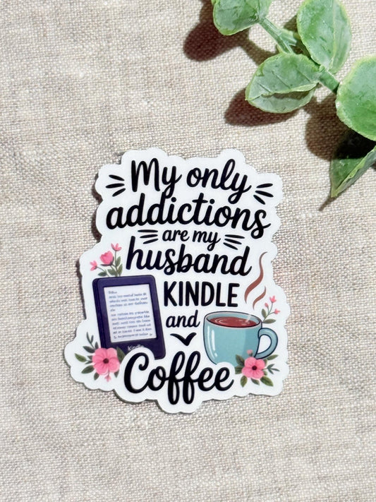 Husband Kindle Coffee Sticker: Relatable Book Lover Matte Vinyl Decal by The Sticker Era