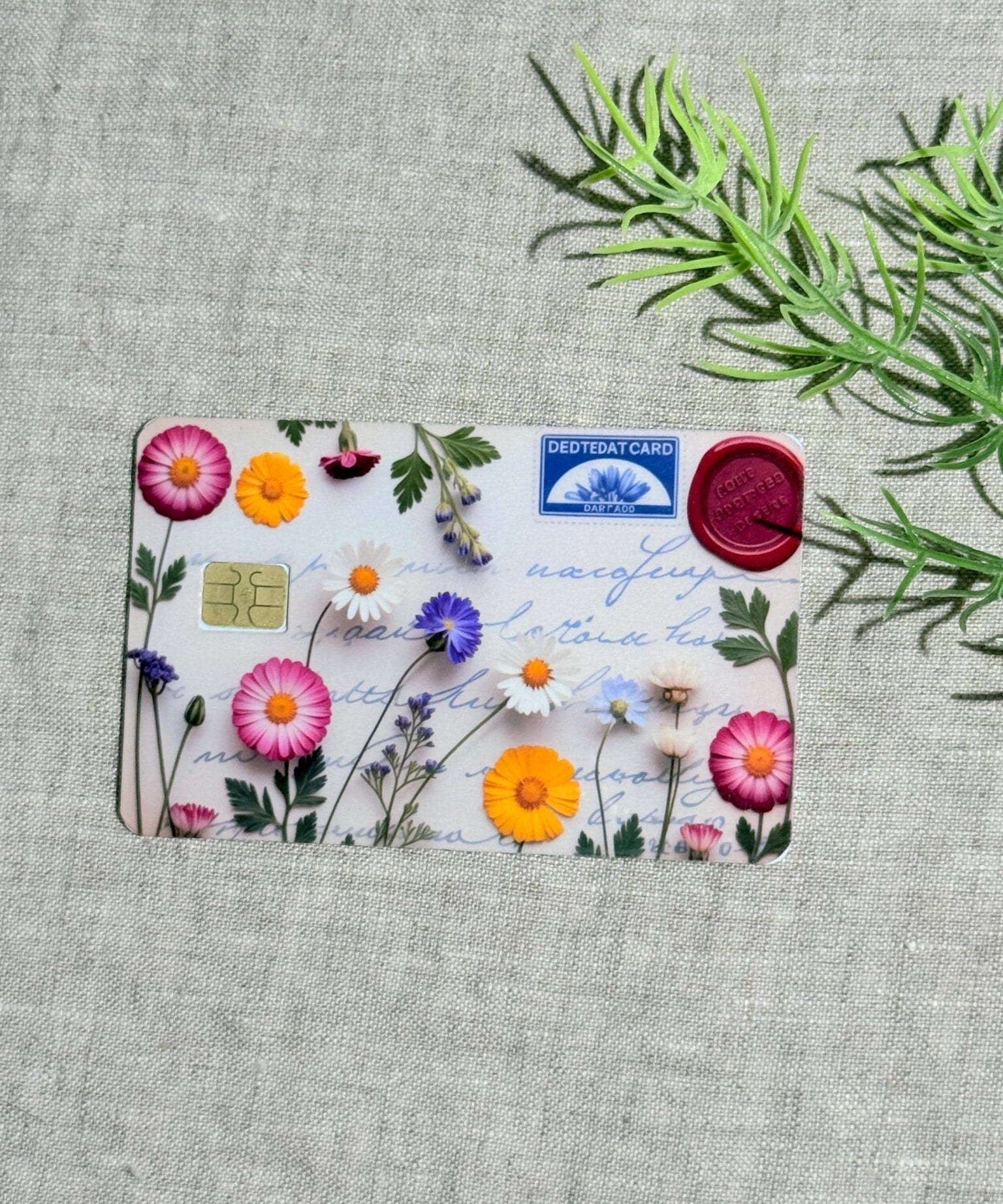 Vintage Botanical Flower Card Skin | Nature Script Aesthetic by The Sticker Era