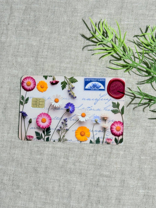 Vintage Botanical Flower Card Skin | Nature Script Aesthetic by The Sticker Era
