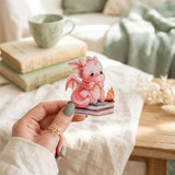 Pink Dragon Sticker: Kawaii Bookish Fantasy Decal - Matte Vinyl by The Sticker Era