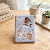 Elegant Fantasy Reading Woman Sticker | Literary Aesthetic Vinyl Decal by The Sticker Era
