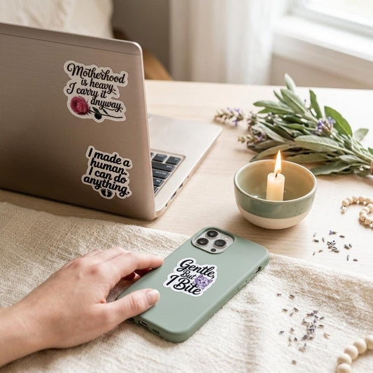 Motherhood Quote Sticker Set: Inspirational Mom Life Vinyl Decals by The Sticker Era